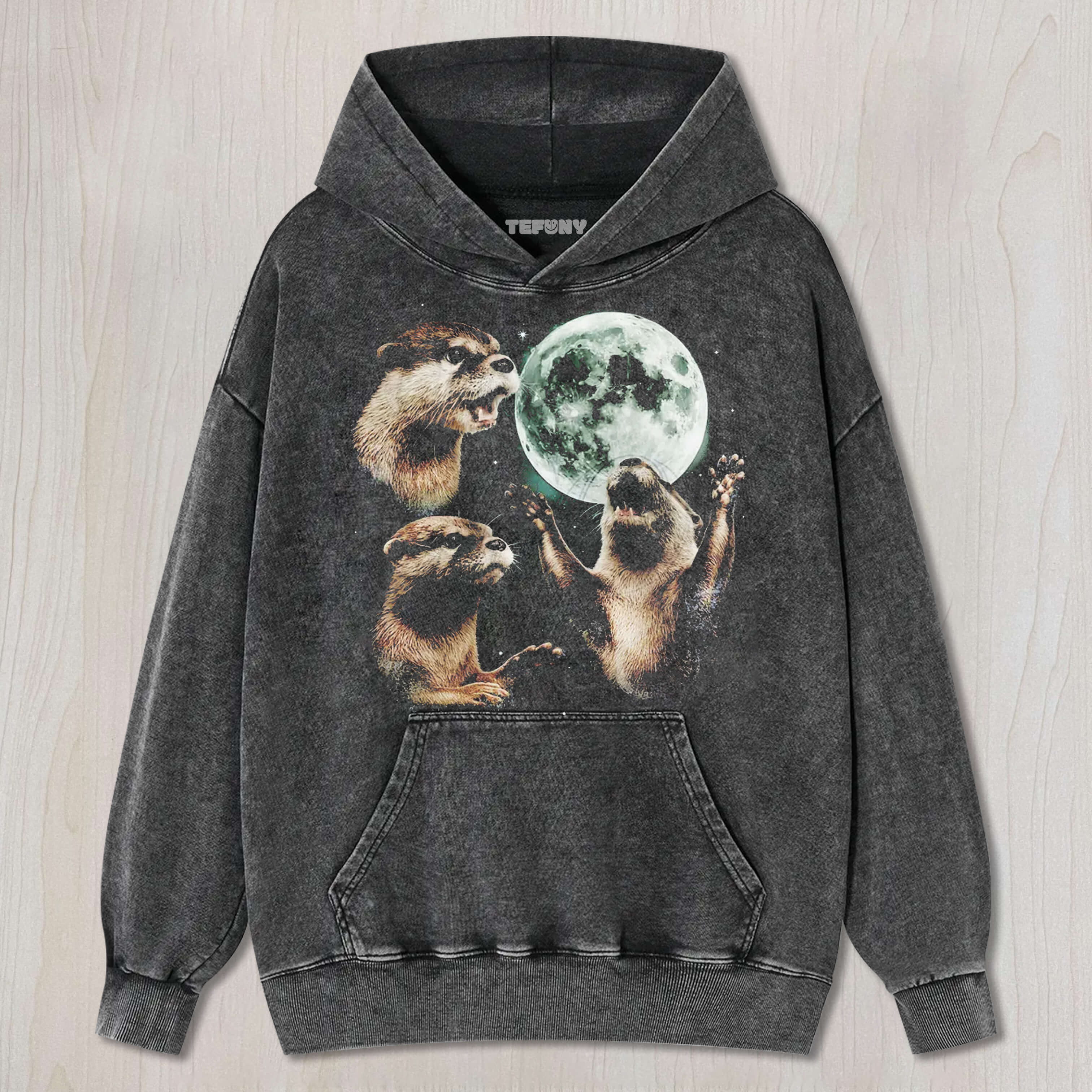 THREE OTTERS MOON UNISEX TEE, TANK TOP, LAYERED LS, SWEATSHIRT & HOODIE