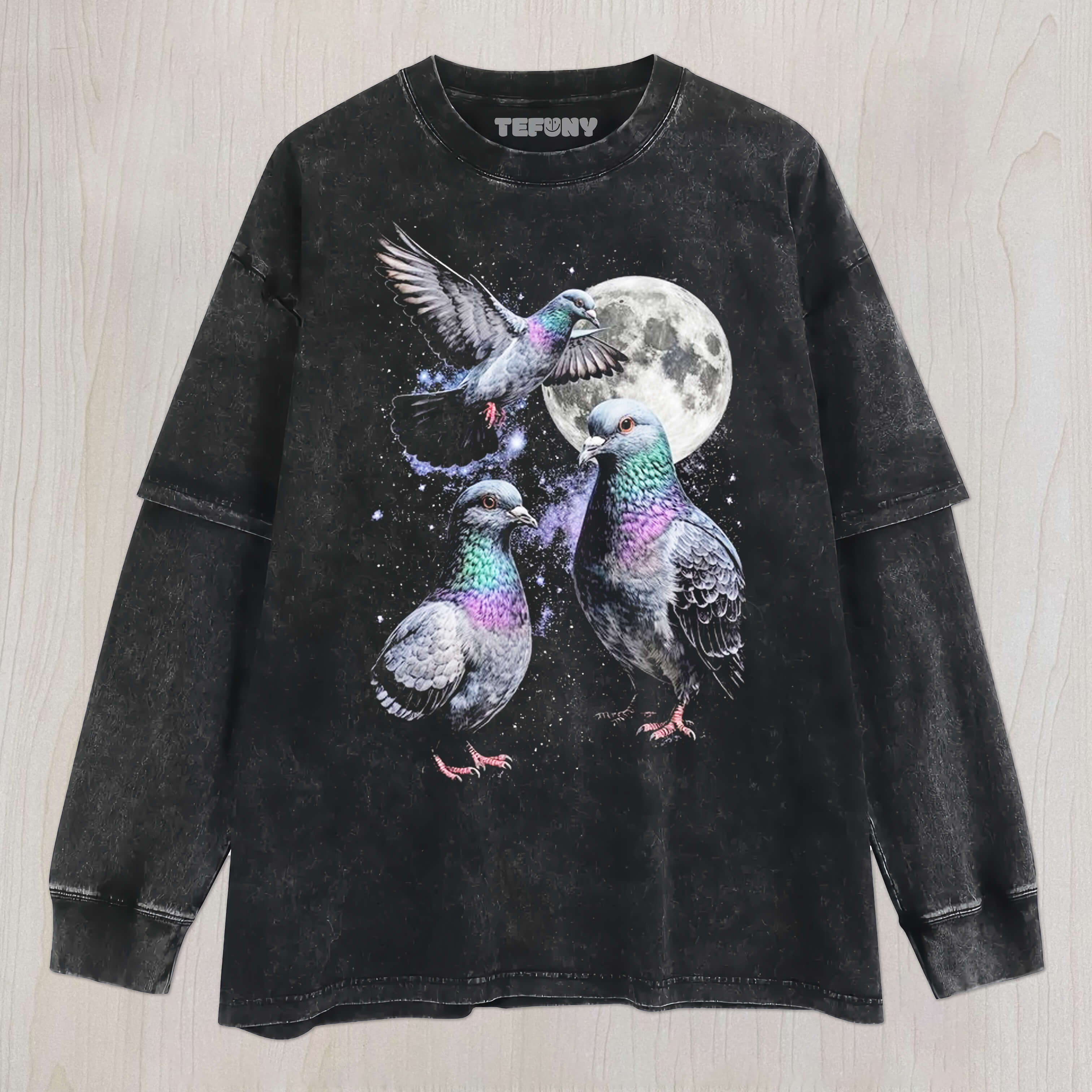 THREE PIGEON MOON UNISEX TEE, TANK TOP, LAYERED LS, SWEATSHIRT & HOODIE