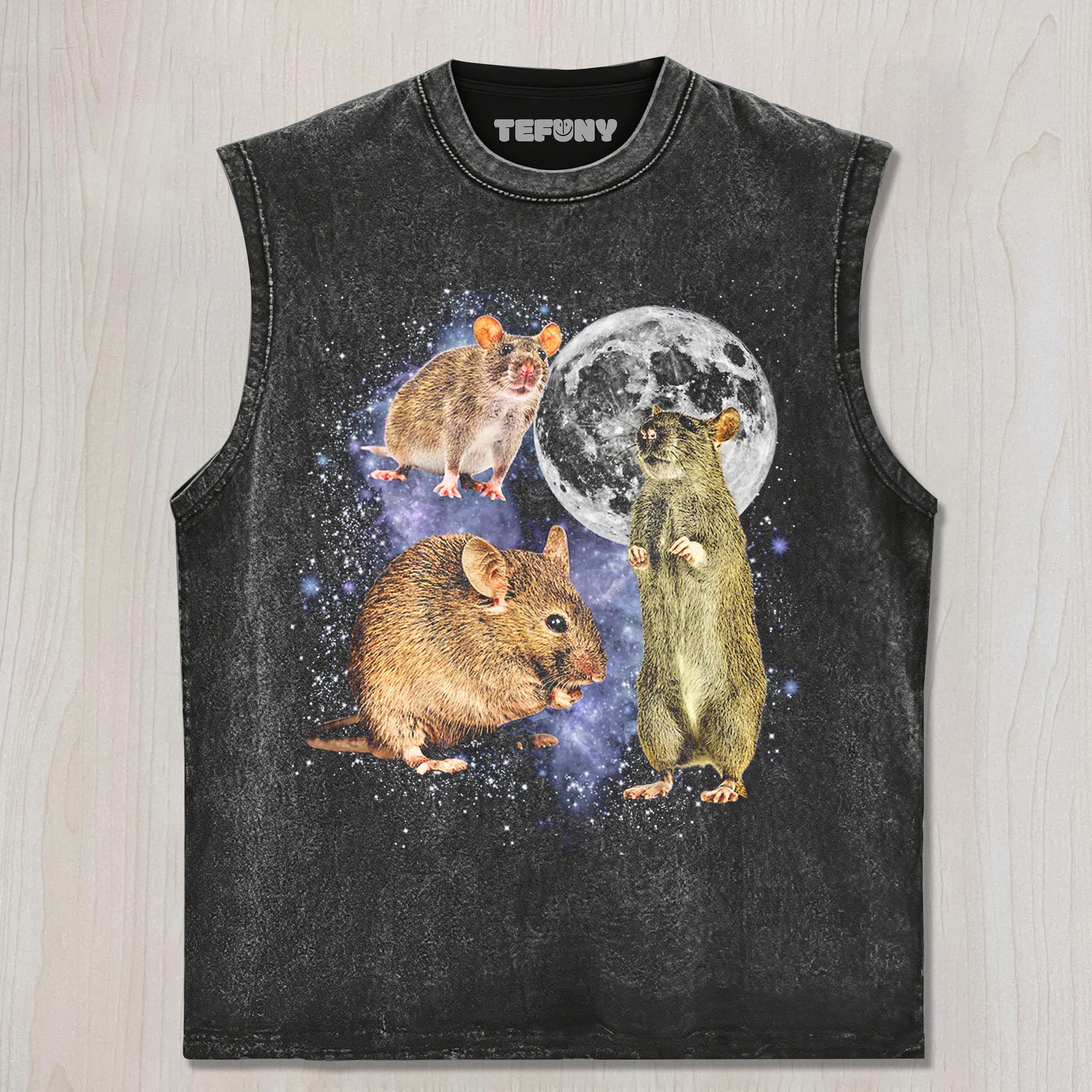 THREE RATS MOON UNISEX TEE, TANK TOP, LAYERED LS, SWEATSHIRT & HOODIE
