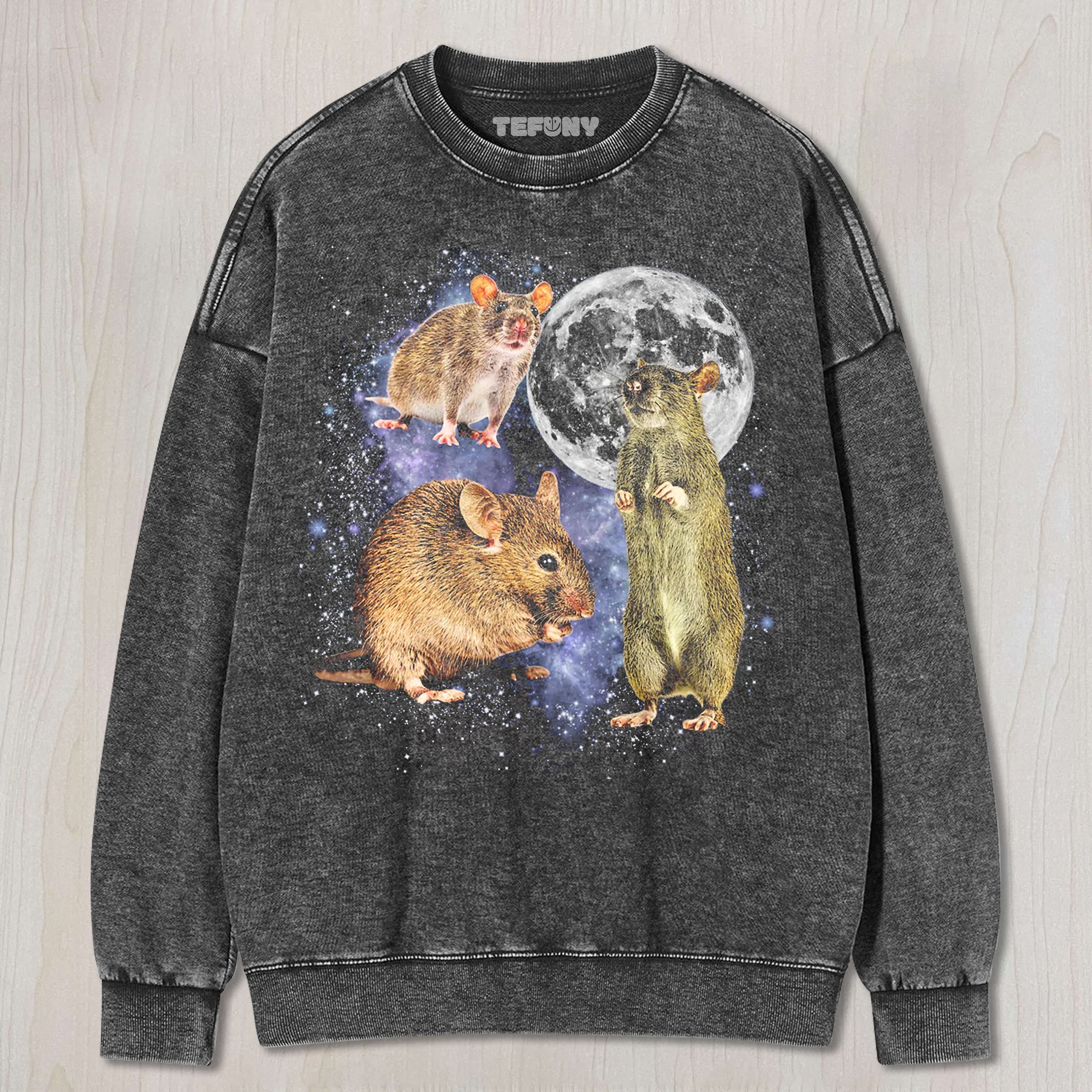 THREE RATS MOON UNISEX TEE, TANK TOP, LAYERED LS, SWEATSHIRT & HOODIE