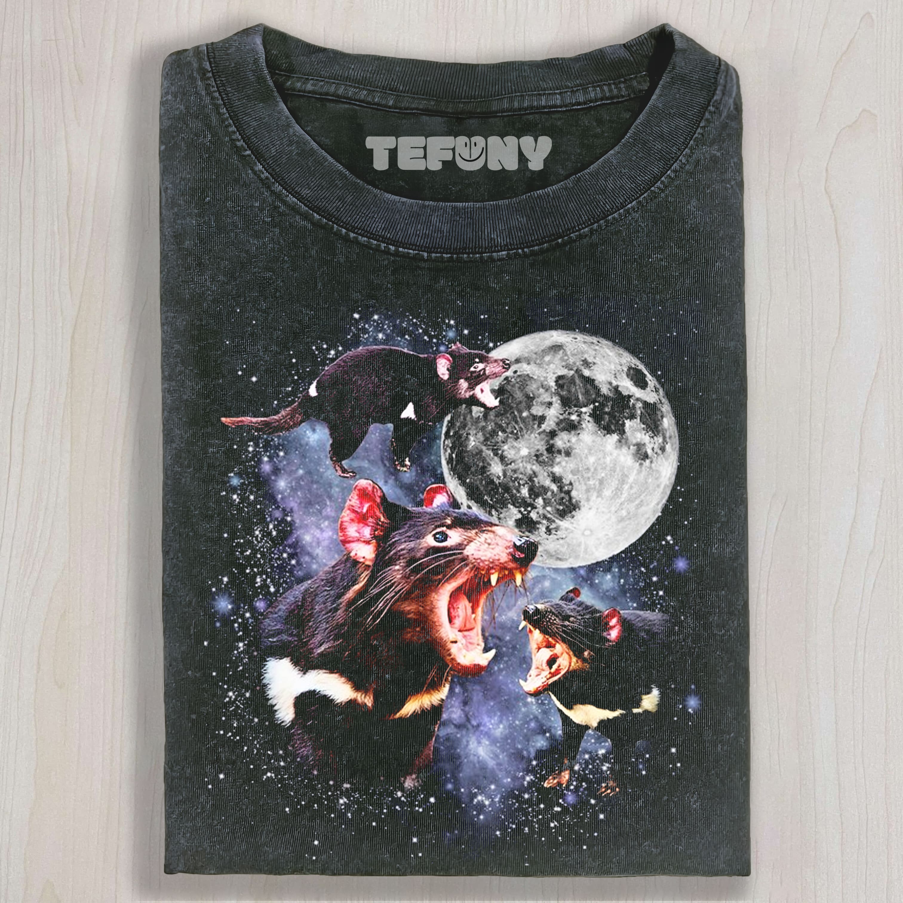THREE TASMANIAN DEVIL MOON UNISEX TEE, TANK TOP, LAYERED LS, SWEATSHIRT & HOODIE
