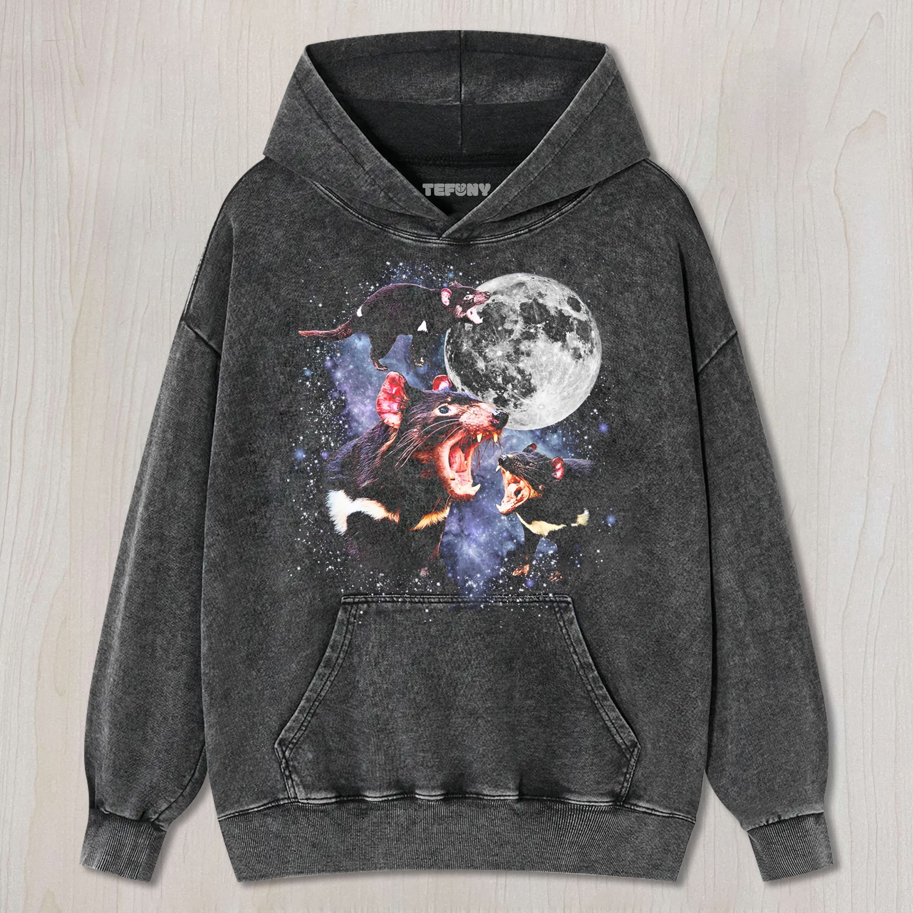 THREE TASMANIAN DEVIL MOON UNISEX TEE, TANK TOP, LAYERED LS, SWEATSHIRT & HOODIE