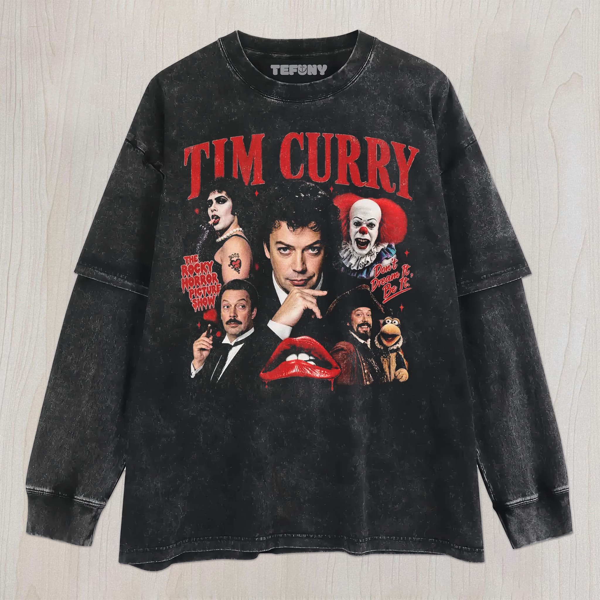 TIM CURRY V8 UNISEX TEE, TANK TOP, LAYERED LS, SWEATSHIRT & HOODIE