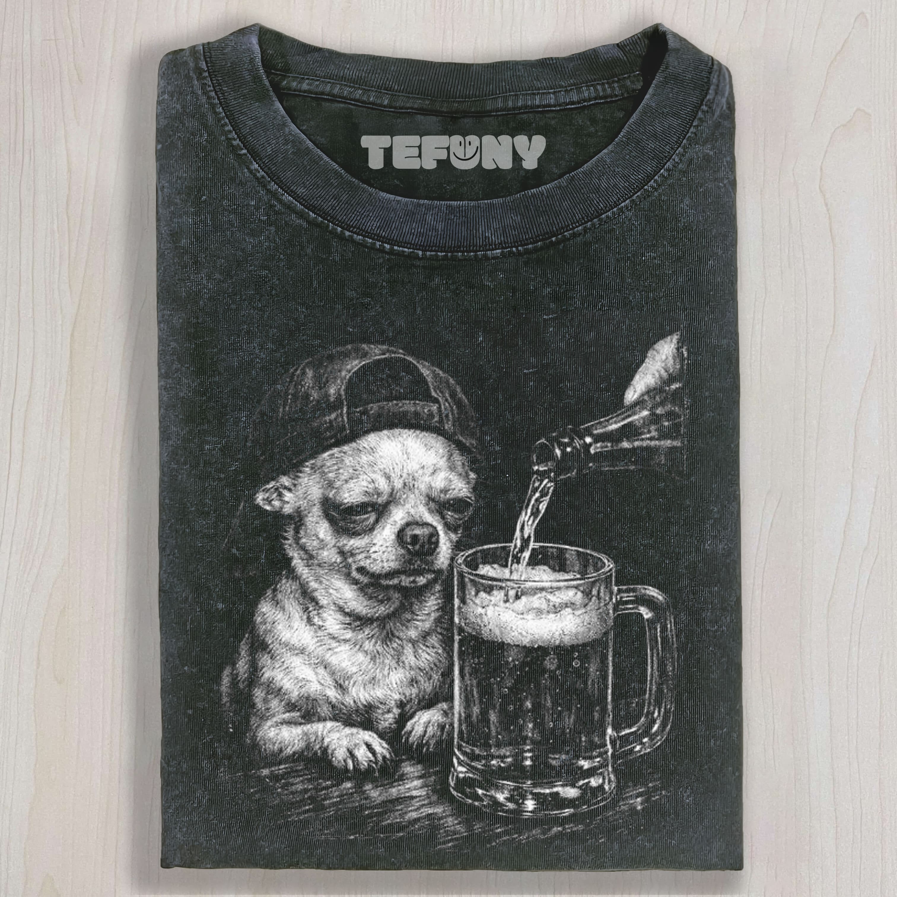 TIRED CHIHUAHUA DRINKING UNISEX TEE, TANK TOP, LAYERED LS, SWEATSHIRT & HOODIE
