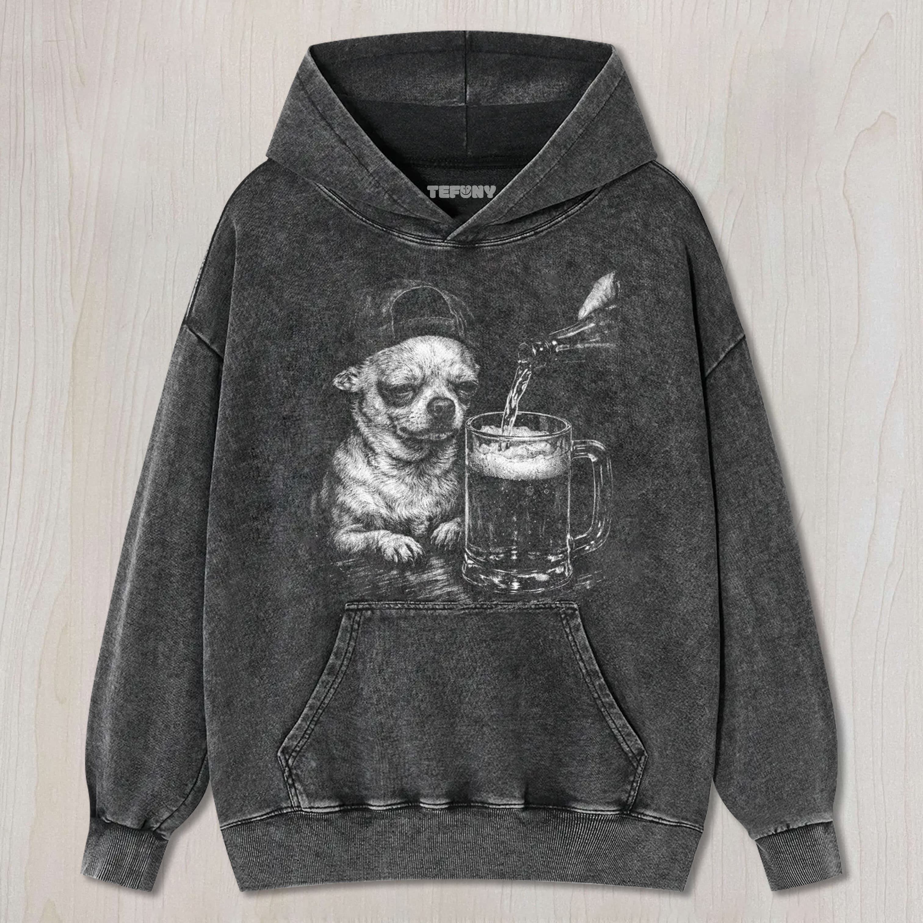 TIRED CHIHUAHUA DRINKING UNISEX TEE, TANK TOP, LAYERED LS, SWEATSHIRT & HOODIE