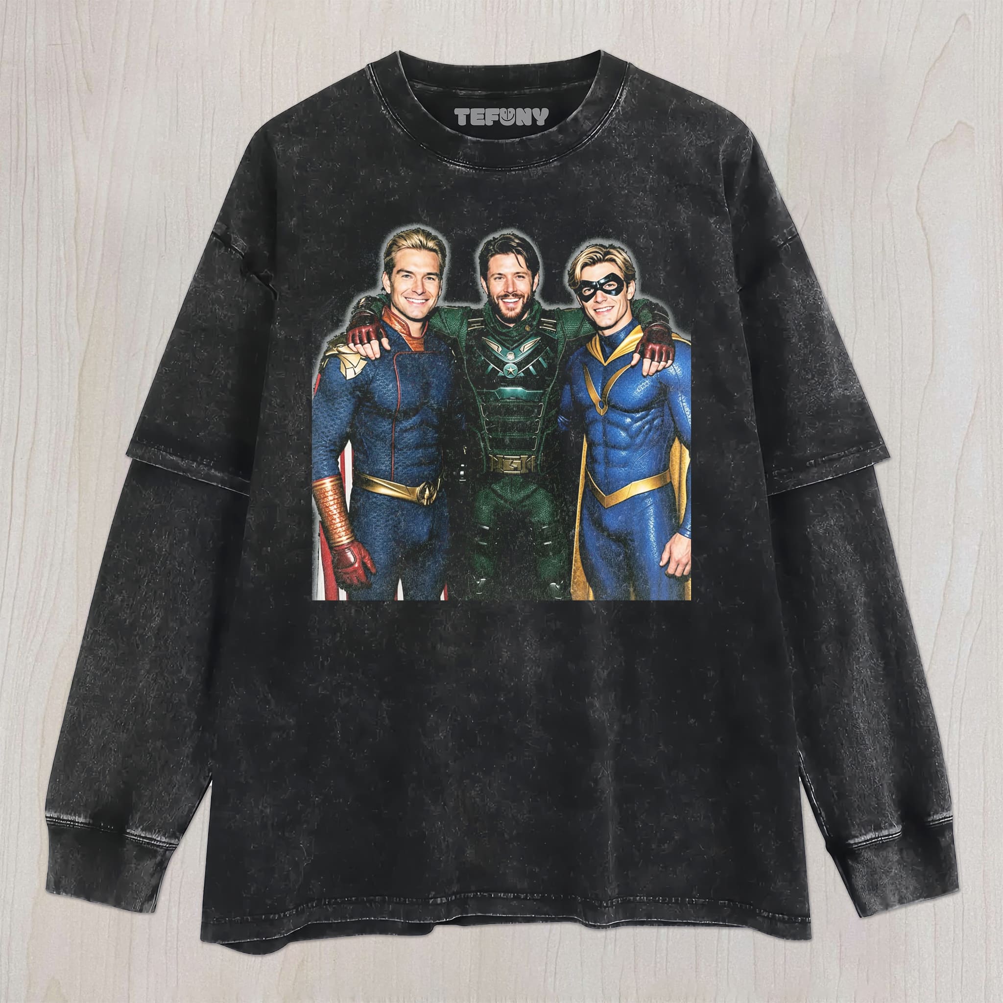 TRIO CAPED HERO VINTAGE UNISEX TEE, TANK TOP, LAYERED LS, SWEATSHIRT & HOODIE