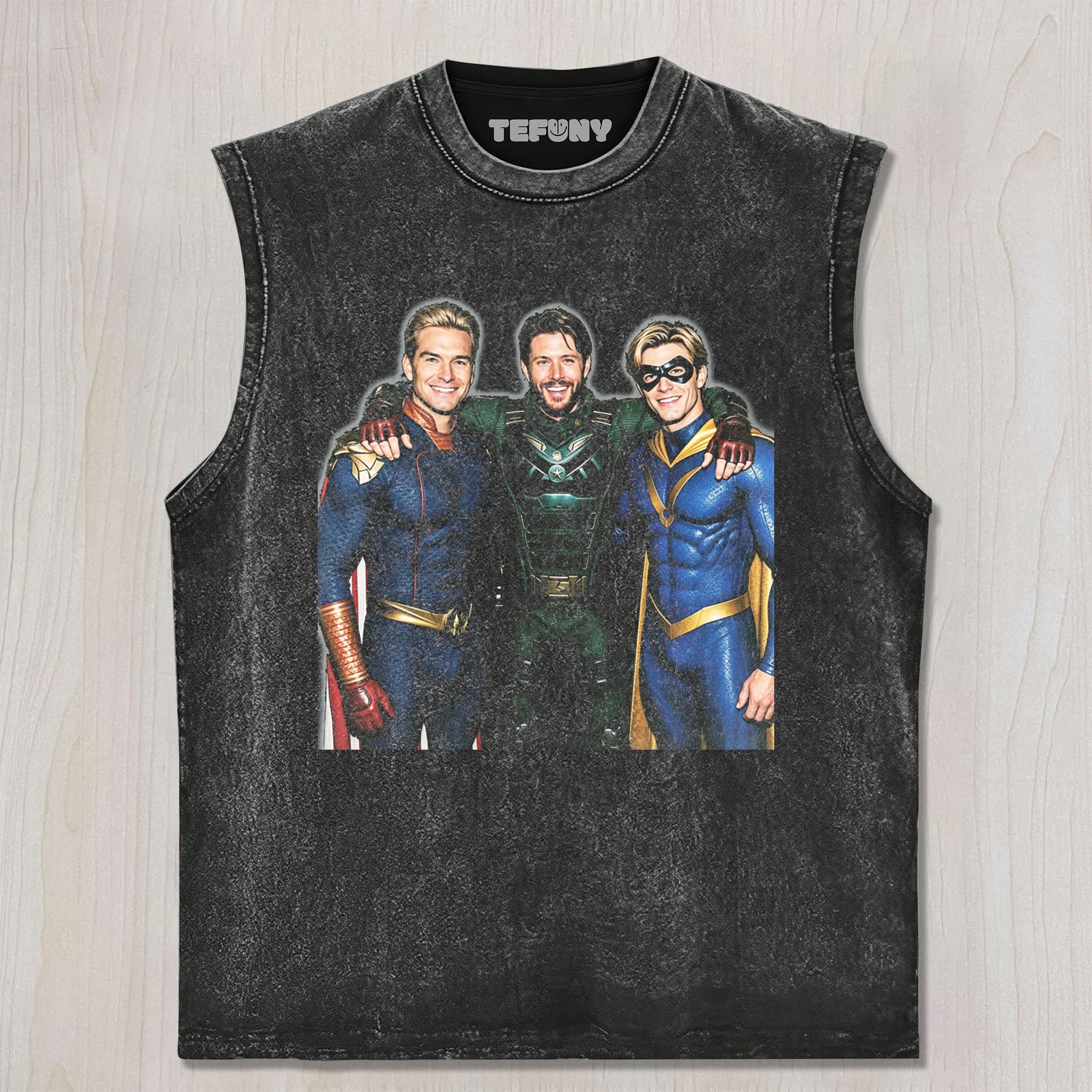 TRIO CAPED HERO VINTAGE UNISEX TEE, TANK TOP, LAYERED LS, SWEATSHIRT & HOODIE