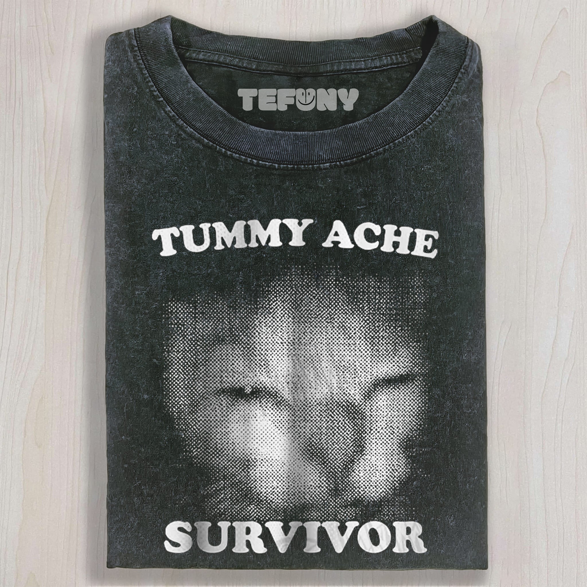 TUMMY ACHE SURVIVOR CAT UNISEX TEE, TANK TOP, LAYERED LS, SWEATSHIRT & HOODIE