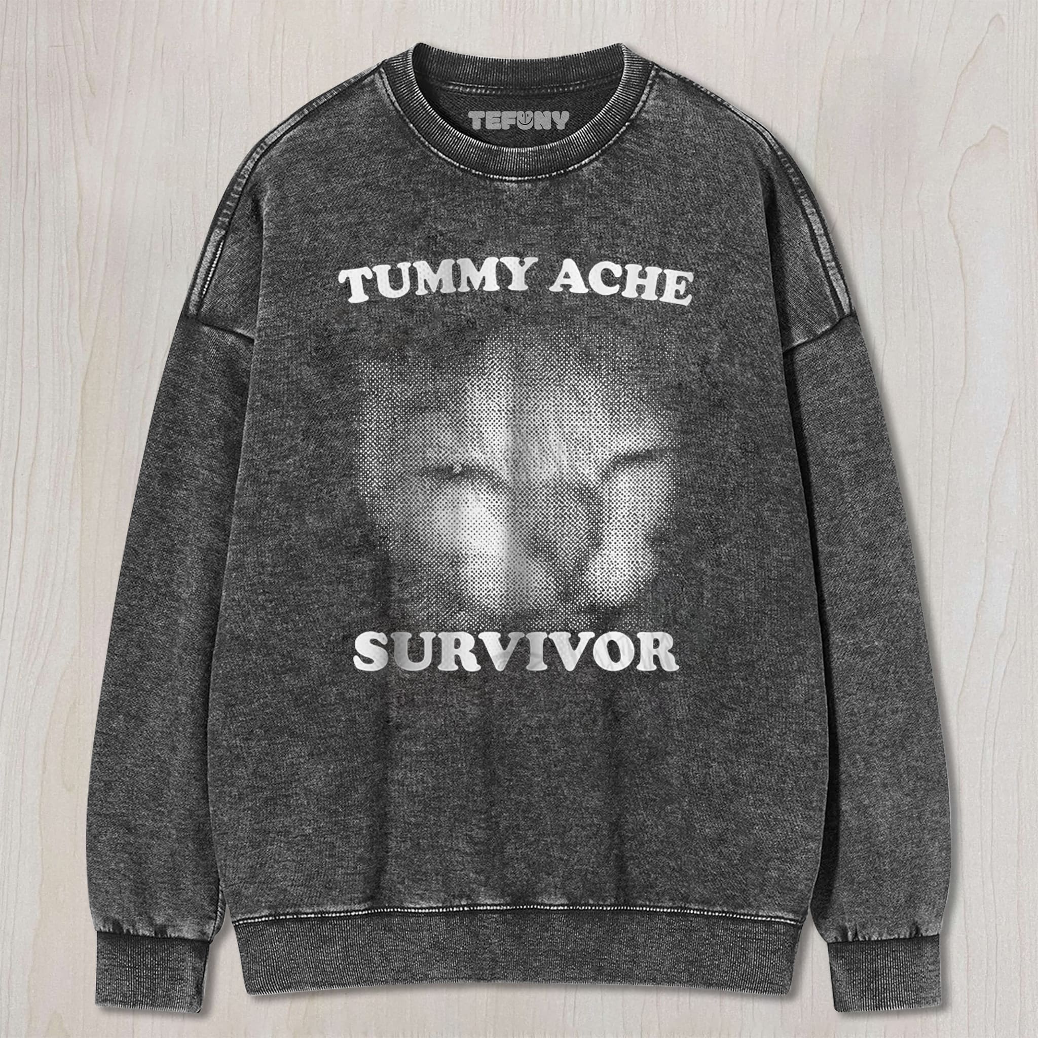 TUMMY ACHE SURVIVOR CAT UNISEX TEE, TANK TOP, LAYERED LS, SWEATSHIRT & HOODIE