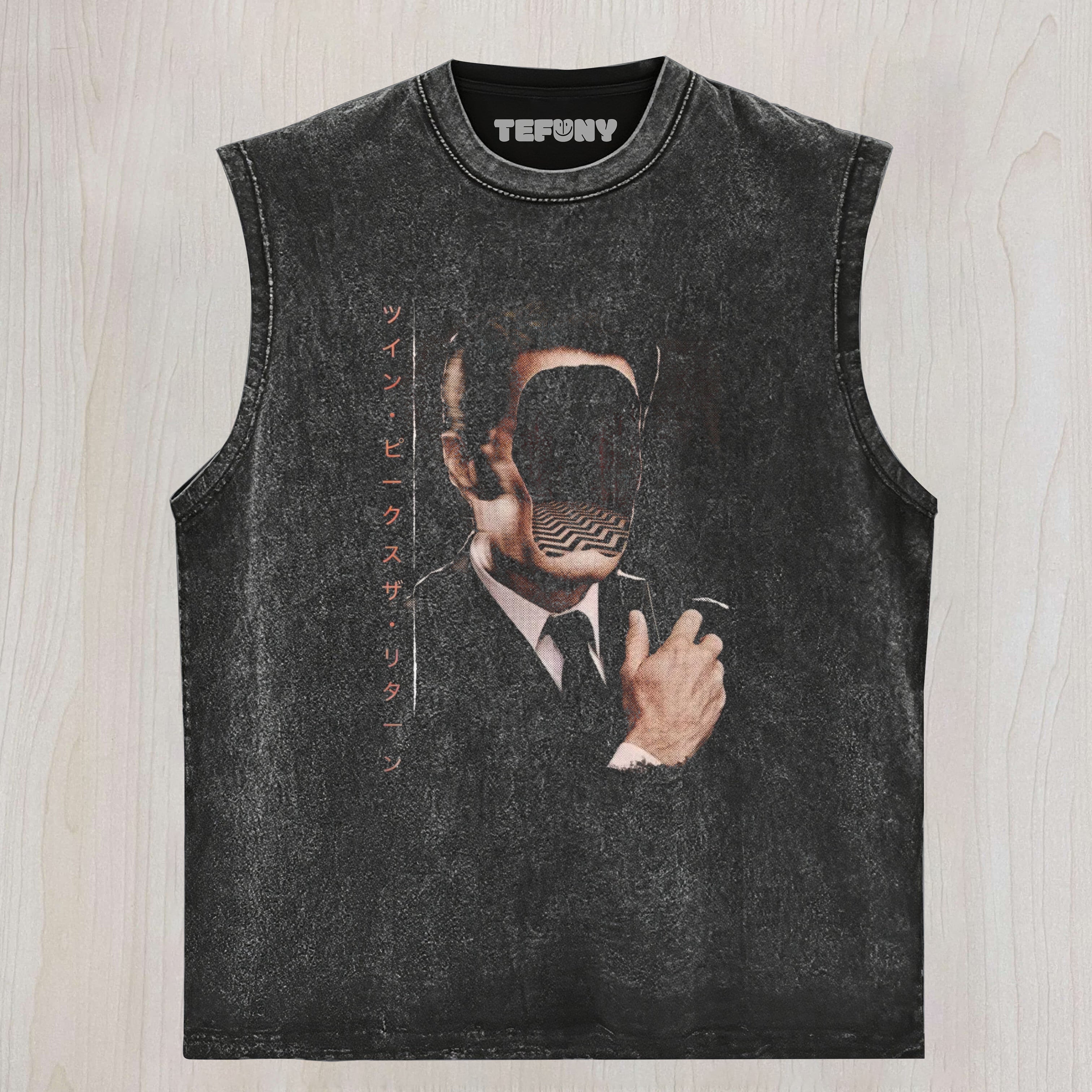 TWIN PEAKS AGENT COOPER JAPANESE STYLE SLEEVELESS UNISEX TEE, TANK TOP, LAYERED LS, SWEATSHIRT & HOODIE