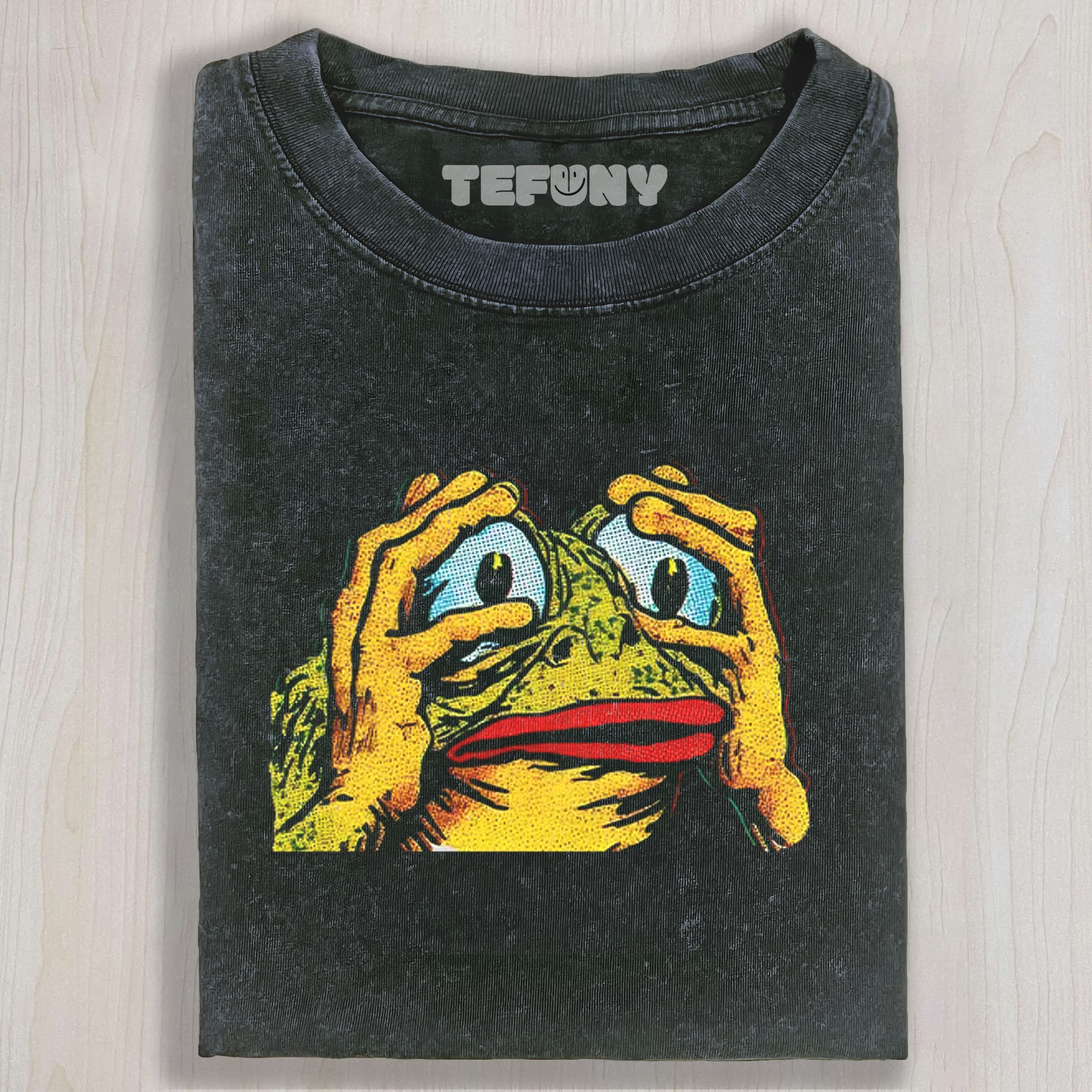 TOKYOCANVAS BIG-EYED FROG WASHED T-SHIRT