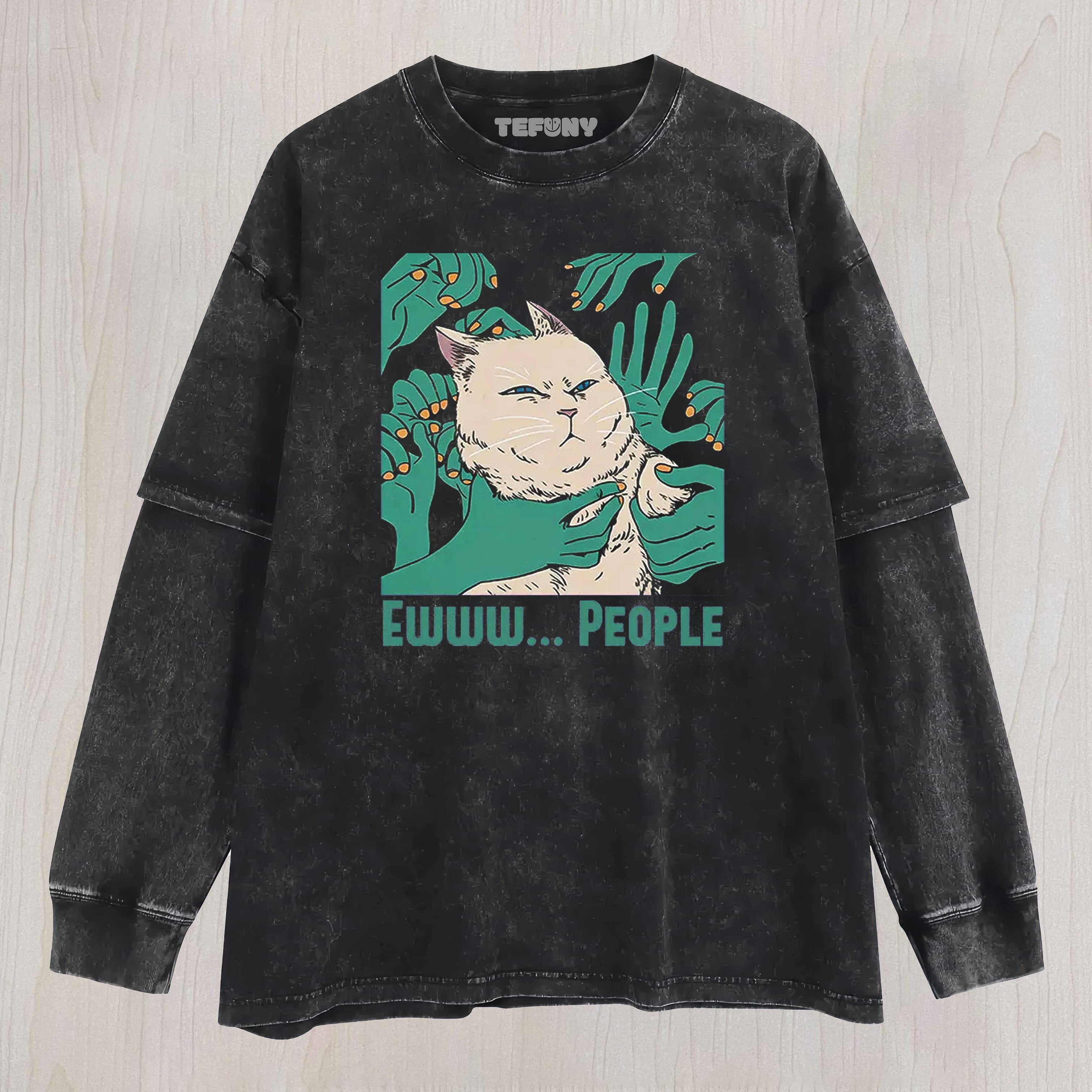 TOKYOCANVAS EWWW... PEOPLE WASHED LAYERED LONG SLEEVE