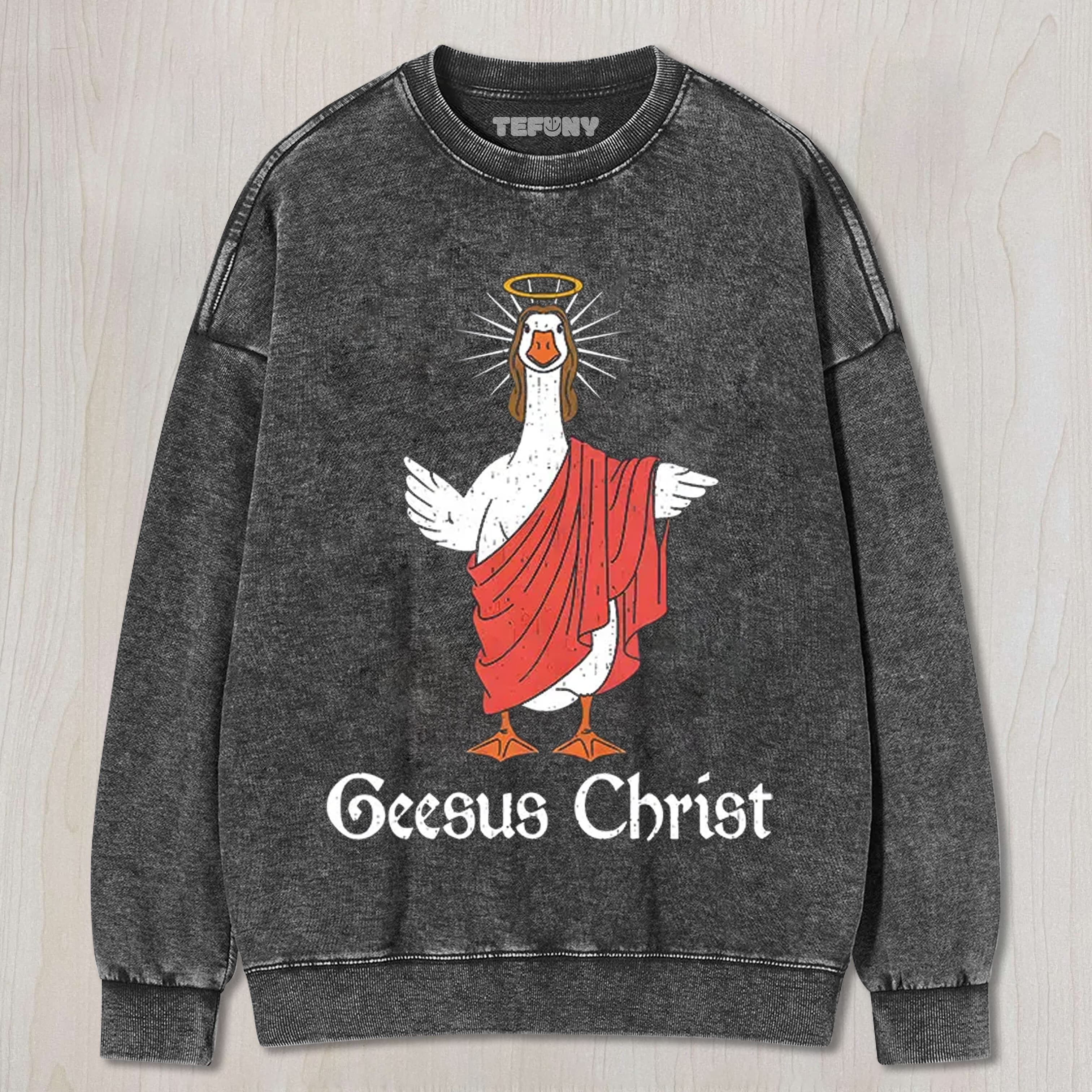 Tokyocanvas Geesus Christ Funny Washed T-SHIRT