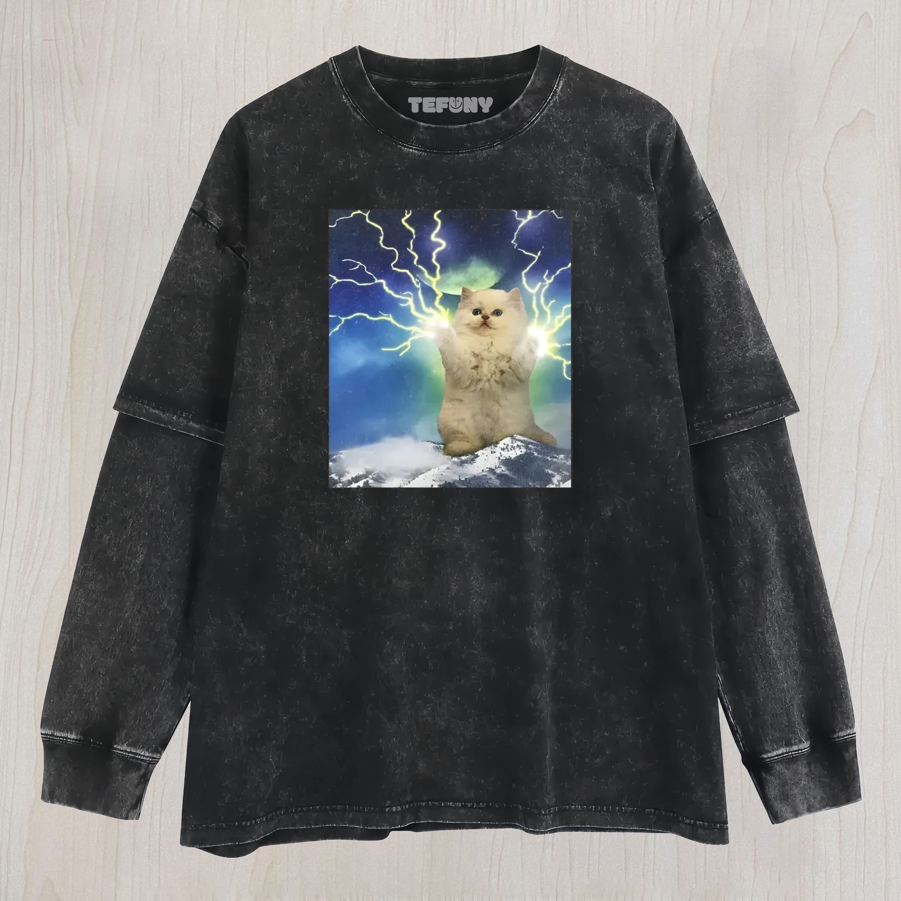 TOKYOCANVAS LIGHTNING CAT WASHED LAYERED LONG SLEEVE