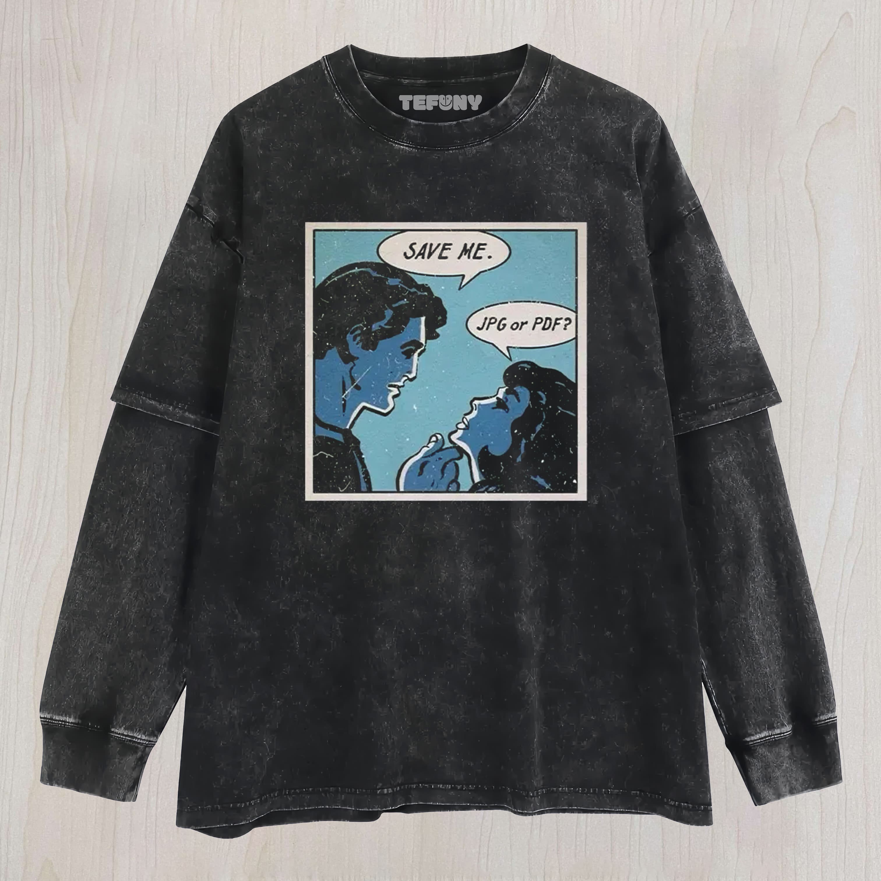 TOKYOCANVAS SAVE ME JPG OR PDF WASHED LAYERED LONG SLEEVE