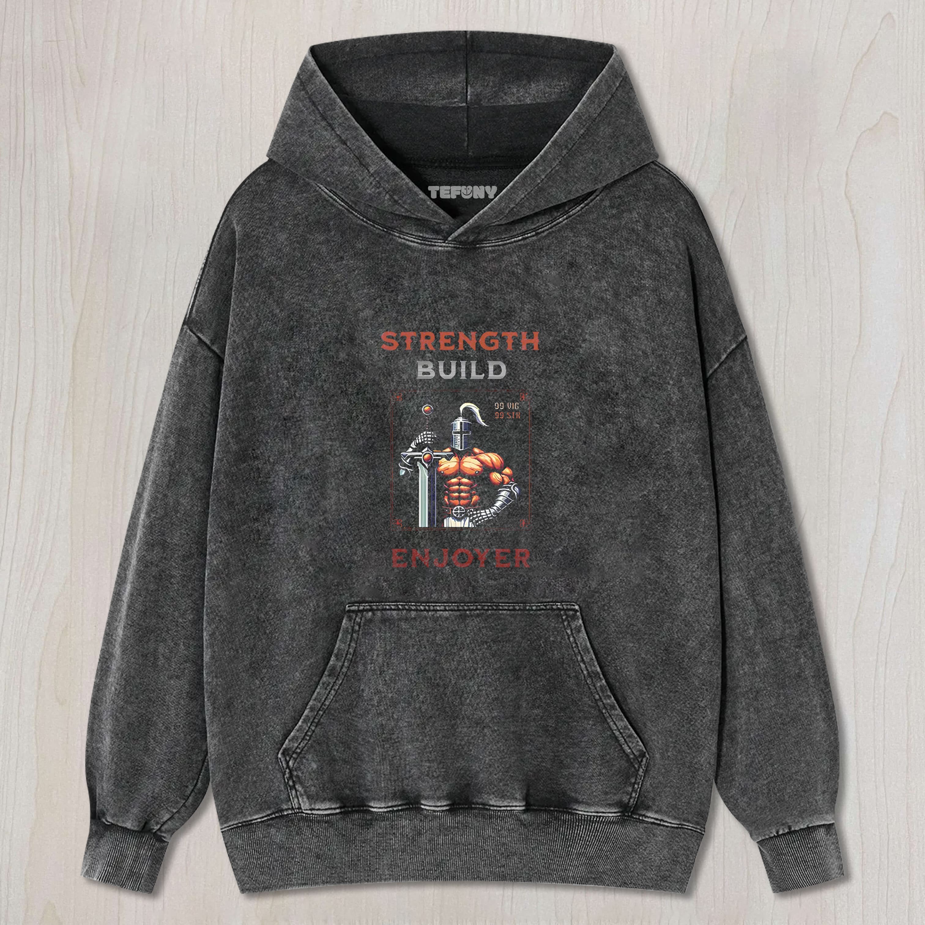 TOKYOCANVAS STRENGTH BUILD ENJOYER DANK SOULS MEME WASHED T-SHIRT