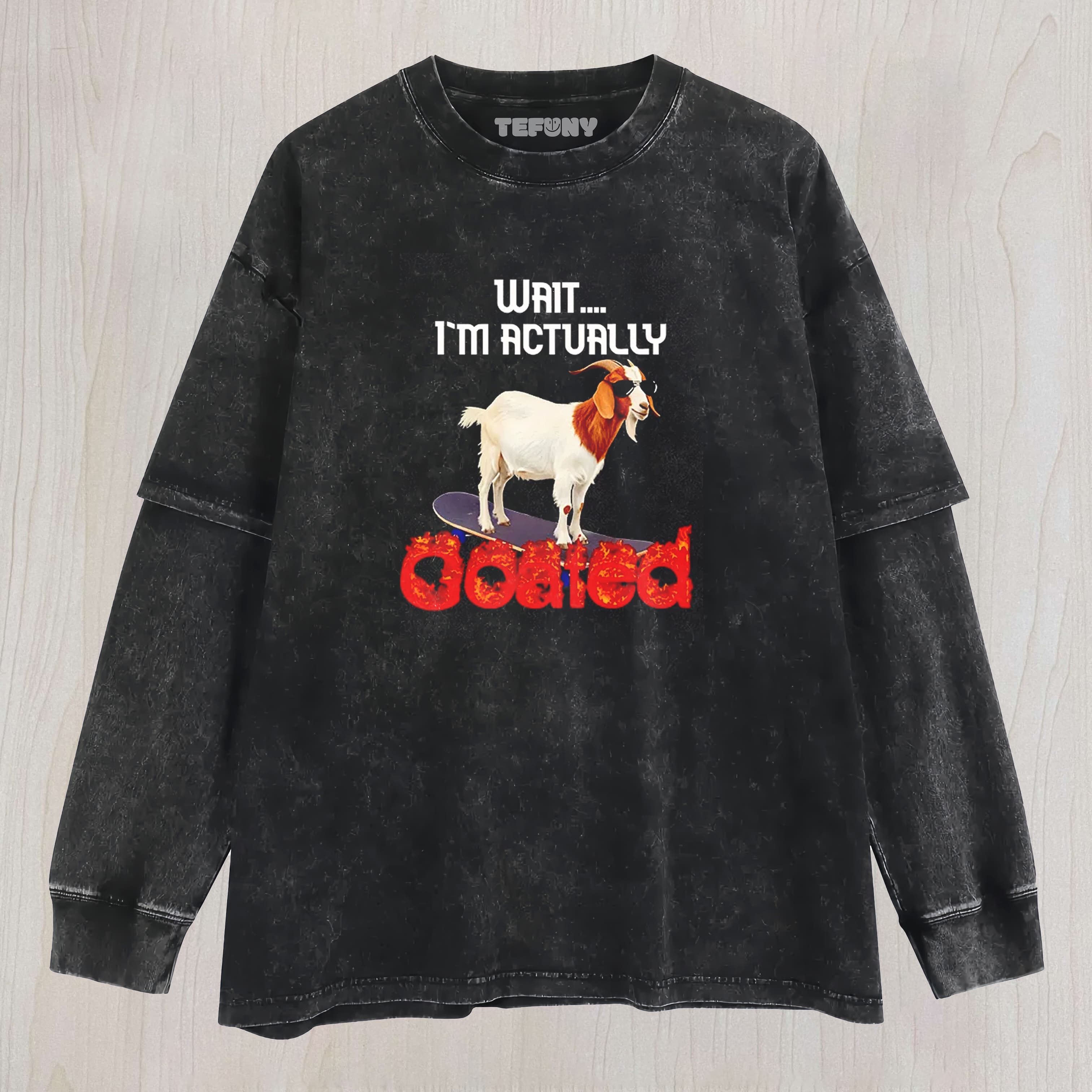 TOKYOCANVAS WAIT I'M ACTUALLY WASHED LAYERED LONG SLEEVE