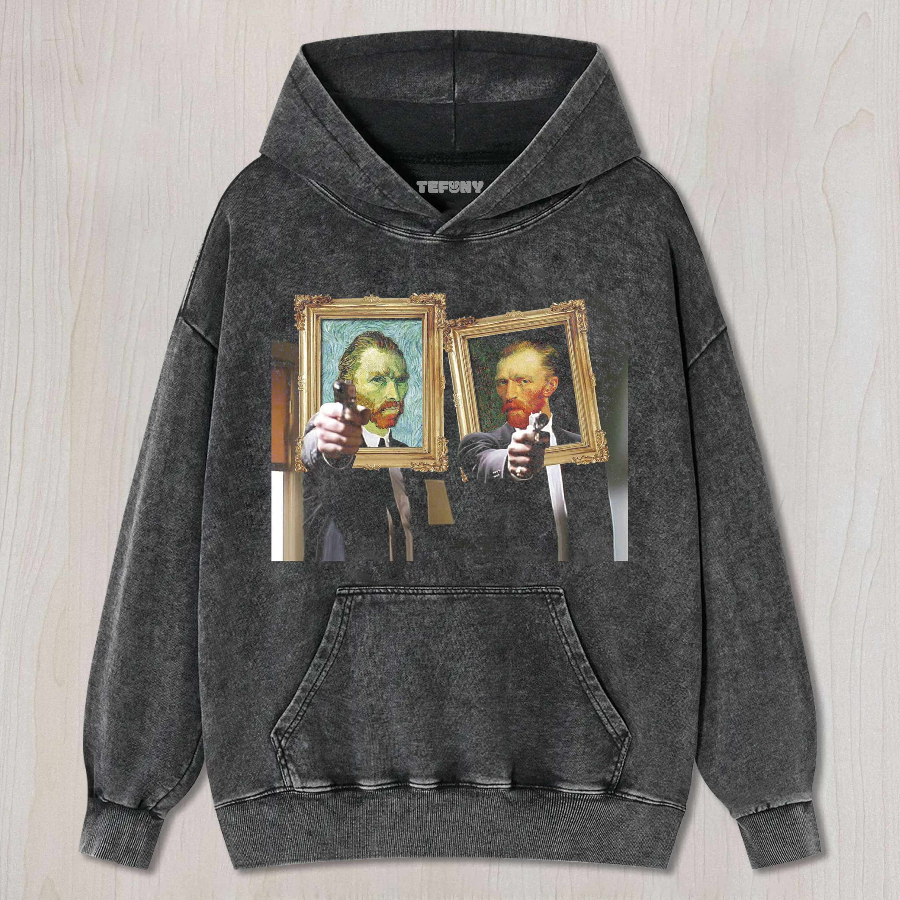 VAN GOGH HOLDING A GUN OIL PAINTING TEE & SWEAT & HOOD