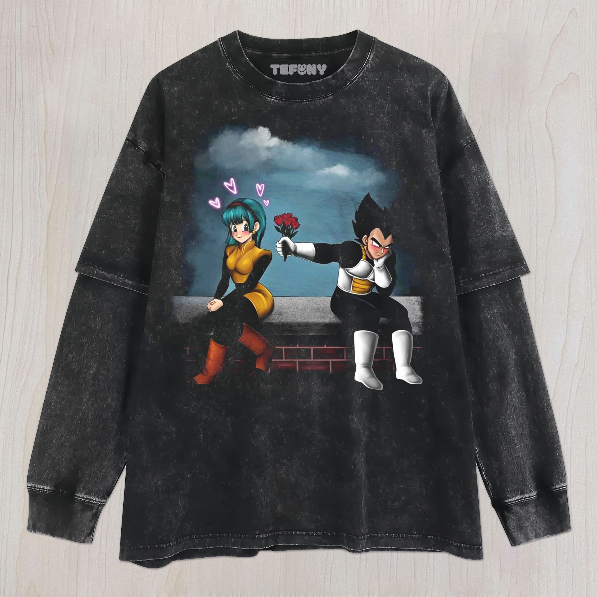 VEGETA AND BULMA UNISEX TEE, TANK TOP, LAYERED LS, SWEATSHIRT & HOODIE
