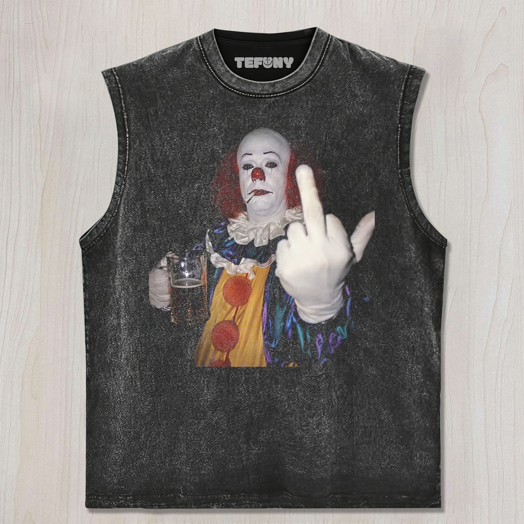 VINTAGE 90S HORROR CLOWN GRAPHIC TEE UNISEX TEE, TANK TOP, LAYERED LS, SWEATSHIRT & HOODIE