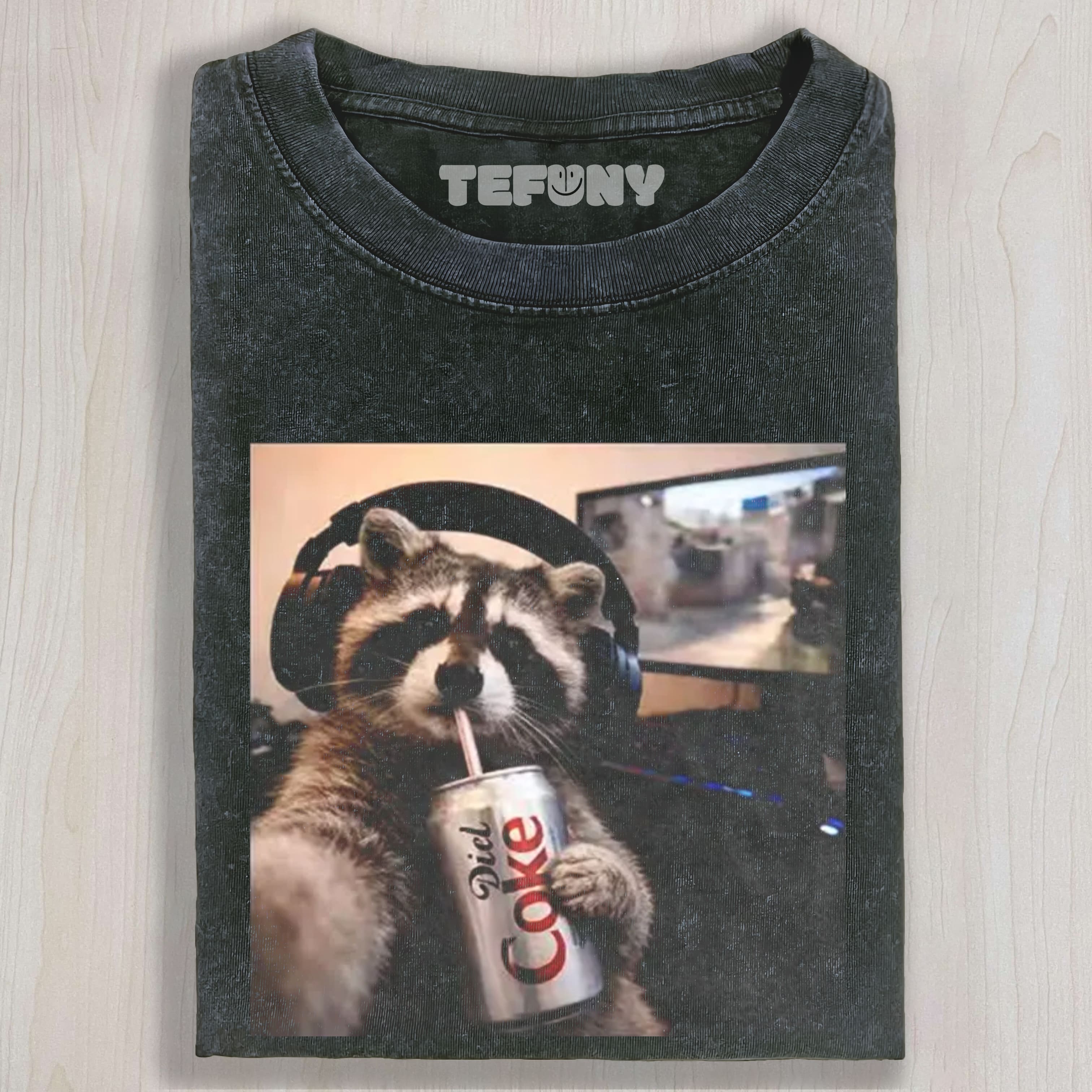 VINTAGE RACCOON DIET COKE UNISEX TEE, TANK TOP, LAYERED LS, SWEATSHIRT & HOODIE