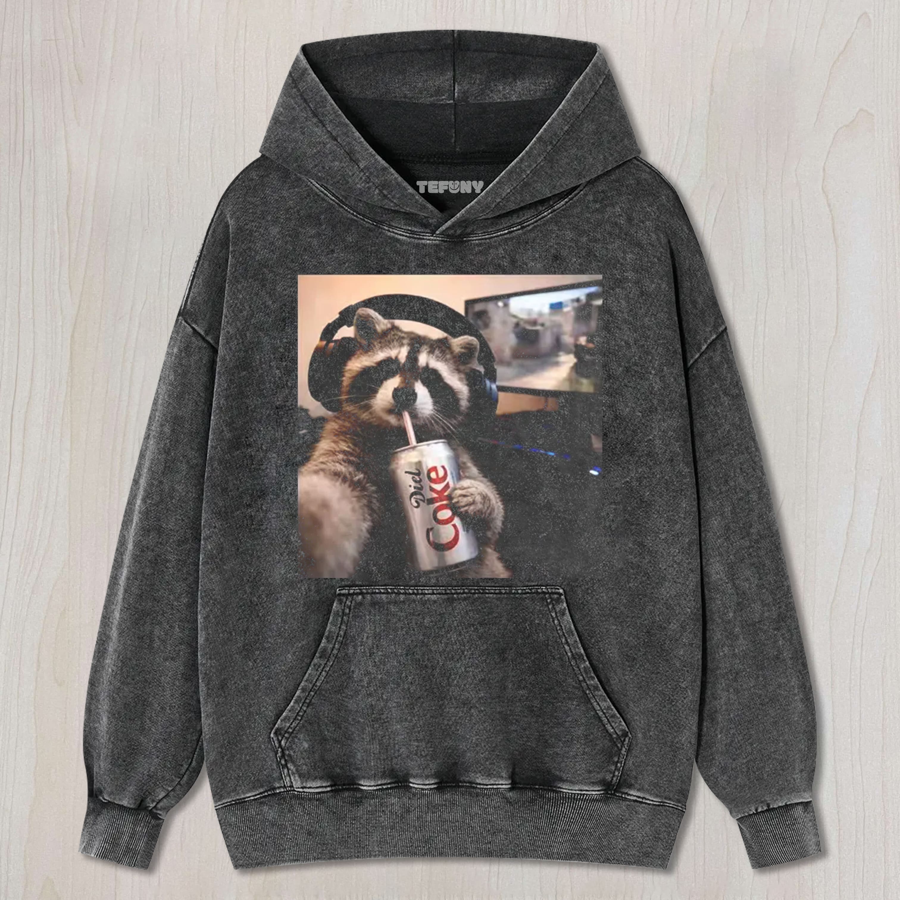 VINTAGE RACCOON DIET COKE UNISEX TEE, TANK TOP, LAYERED LS, SWEATSHIRT & HOODIE