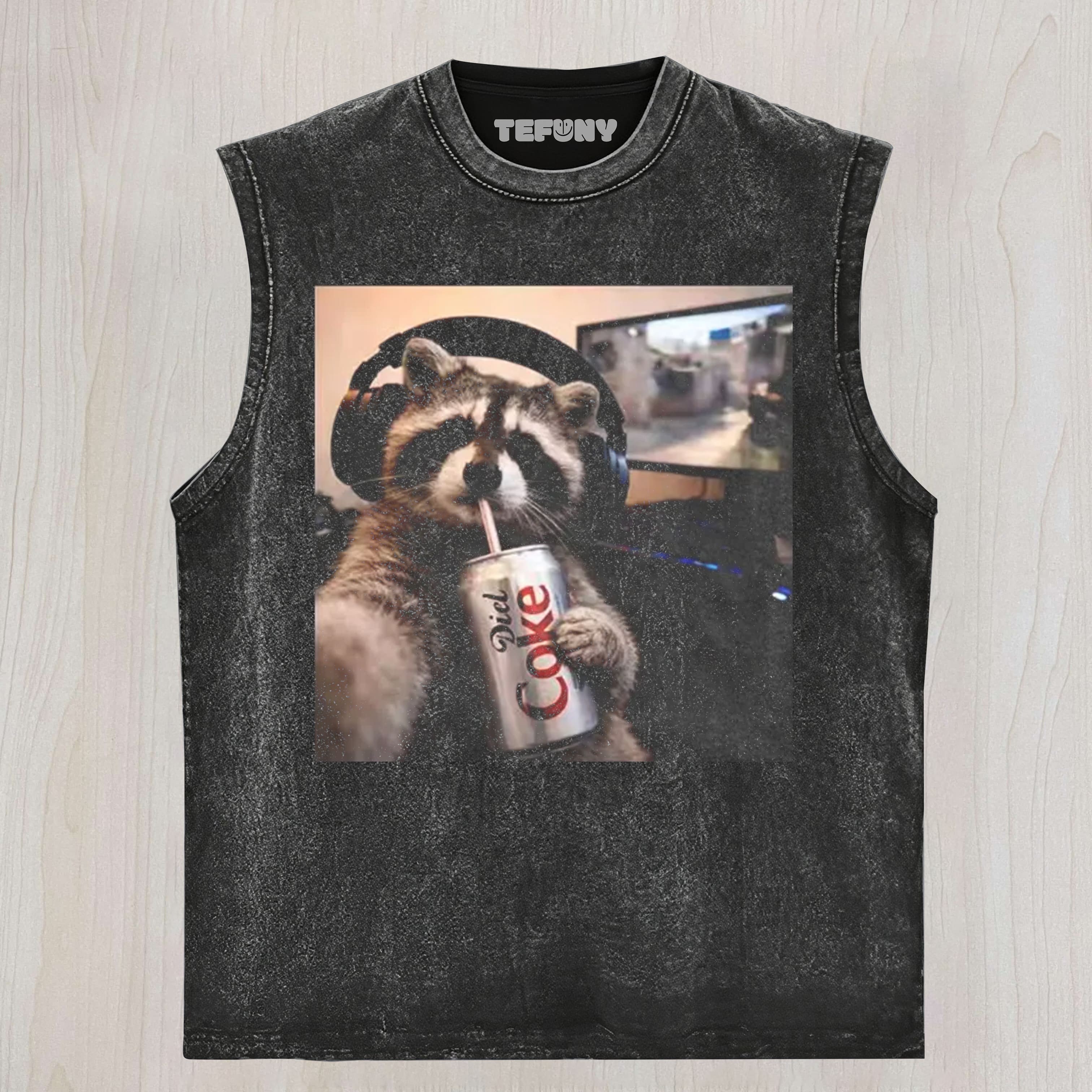 VINTAGE RACCOON DIET COKE UNISEX TEE, TANK TOP, LAYERED LS, SWEATSHIRT & HOODIE