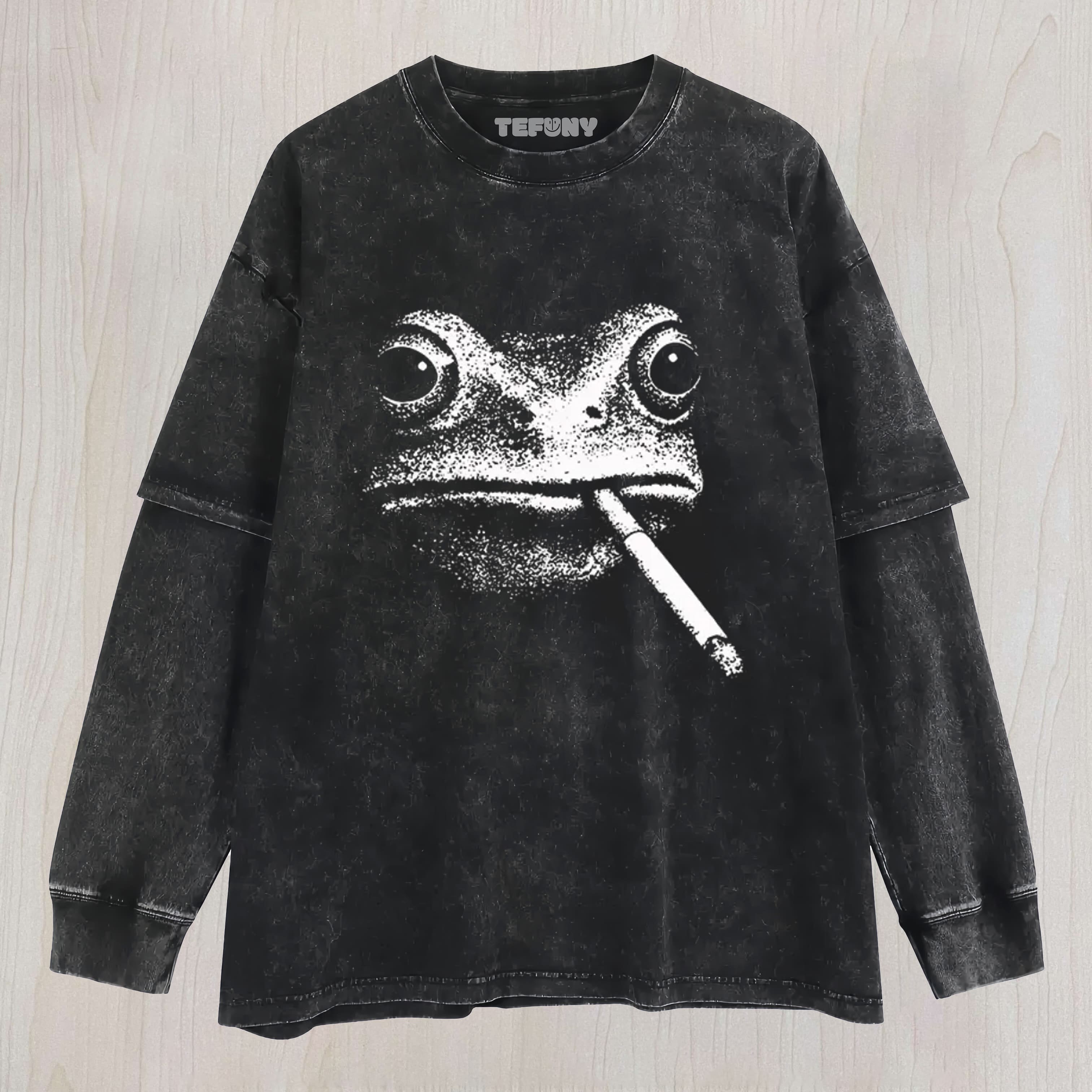 VINTAGE SMOKING FROG CLASSIC UNISEX TEE, TANK TOP, LAYERED LS, SWEATSHIRT & HOODIE