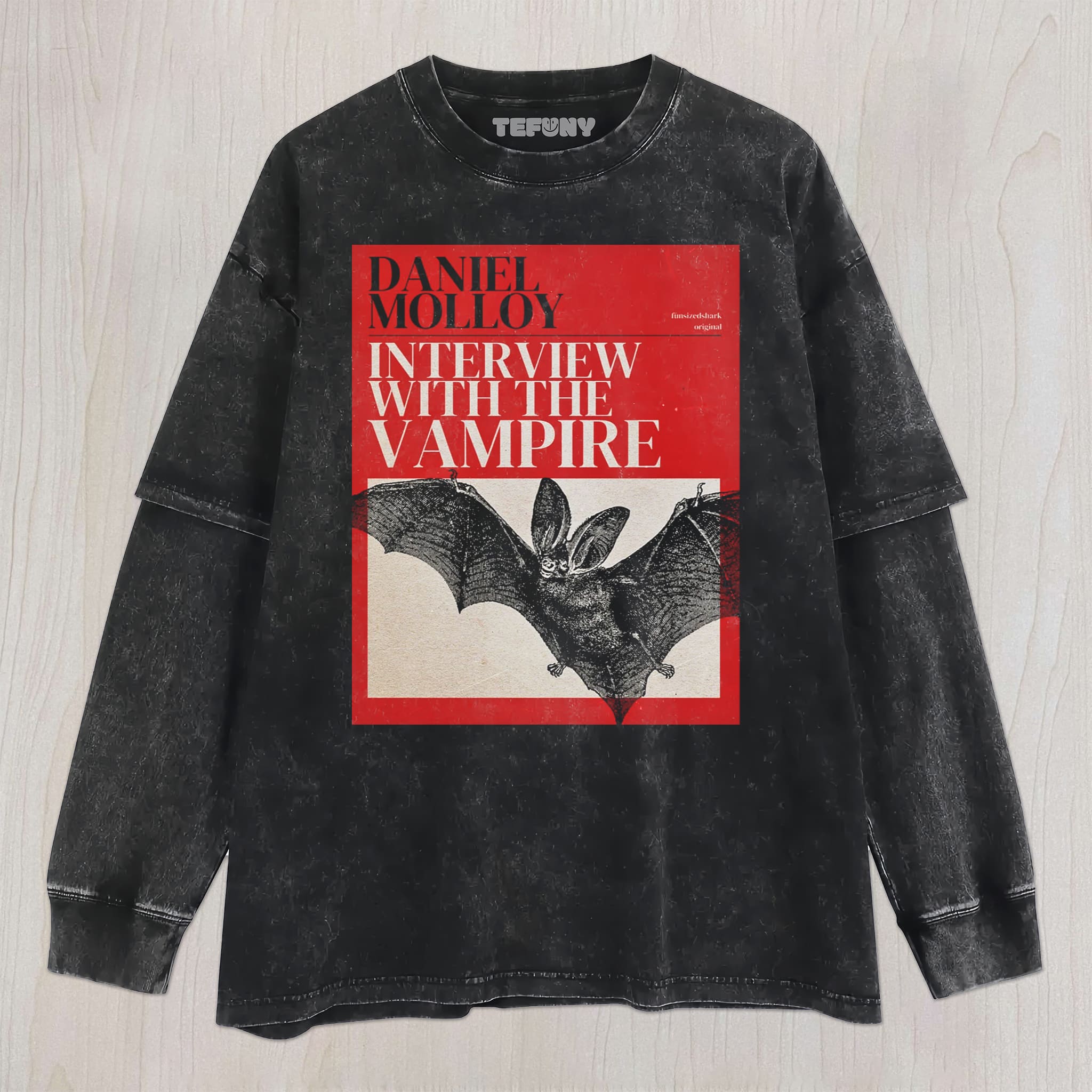 VINTAGE WASHED DARK GOTHIC BAT UNISEX TEE, TANK TOP, LAYERED LS, SWEATSHIRT & HOODIE