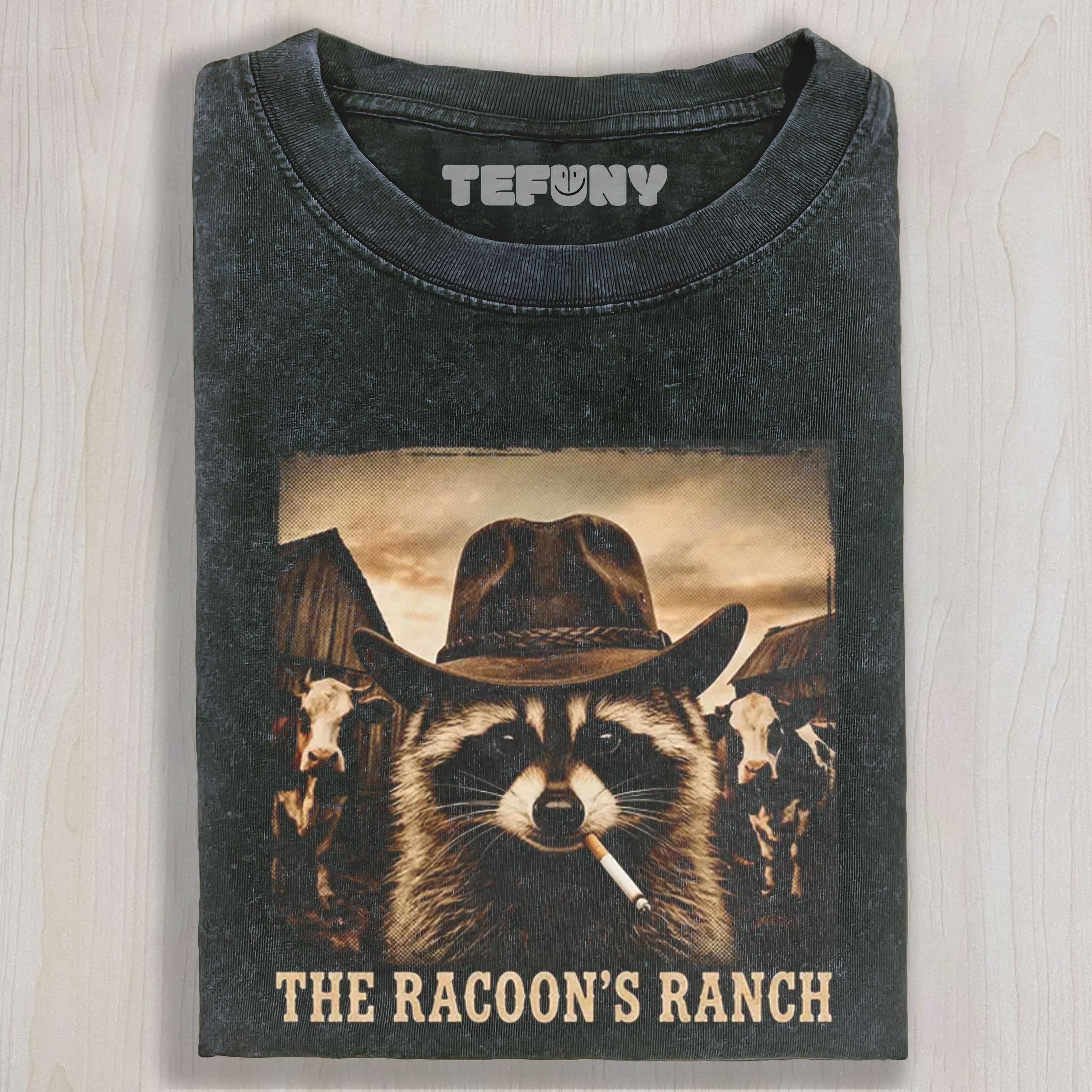 VINTAGE WEATERN RACCOON UNISEX TEE, TANK TOP, LAYERED LS, SWEATSHIRT & HOODIE