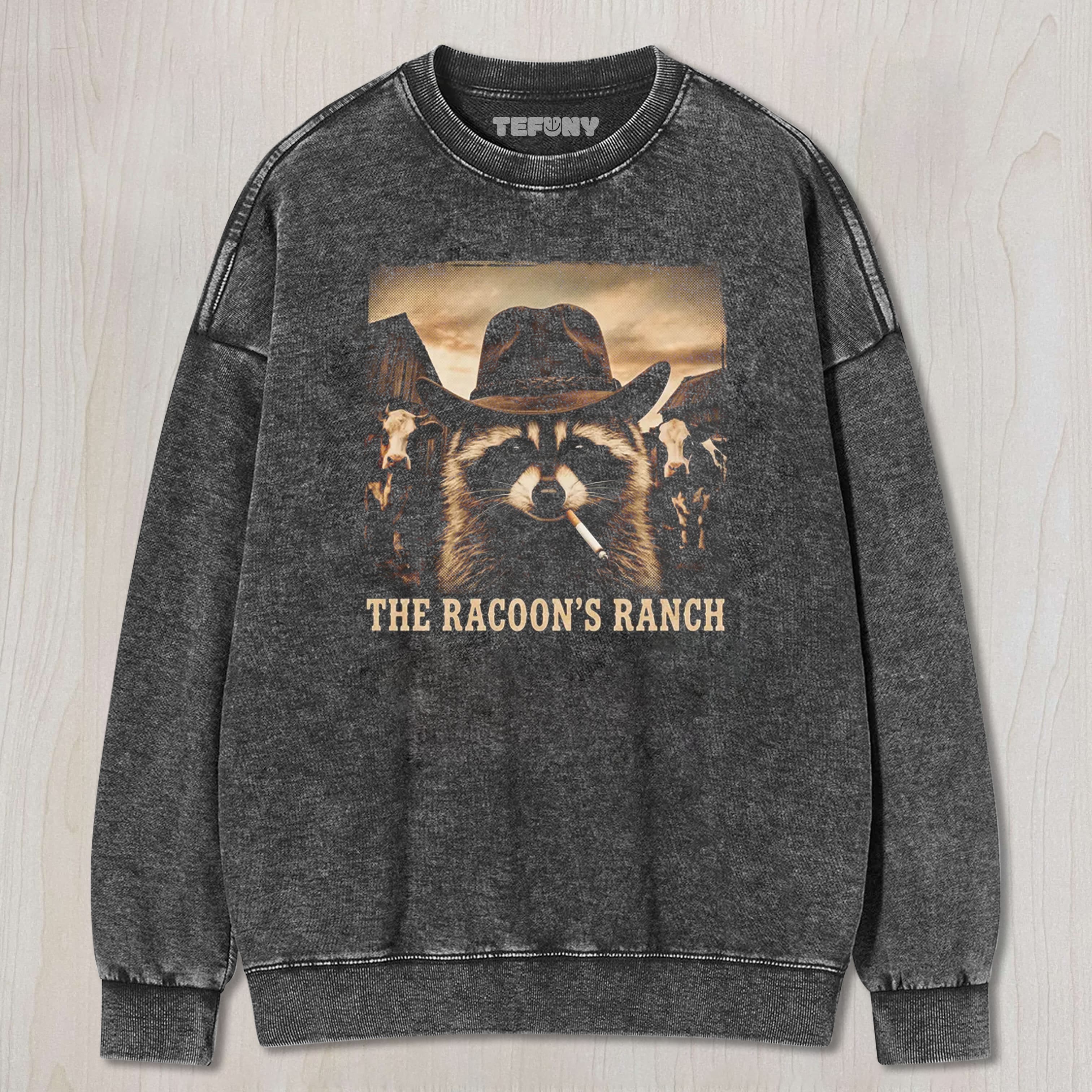 VINTAGE WEATERN RACCOON UNISEX TEE, TANK TOP, LAYERED LS, SWEATSHIRT & HOODIE