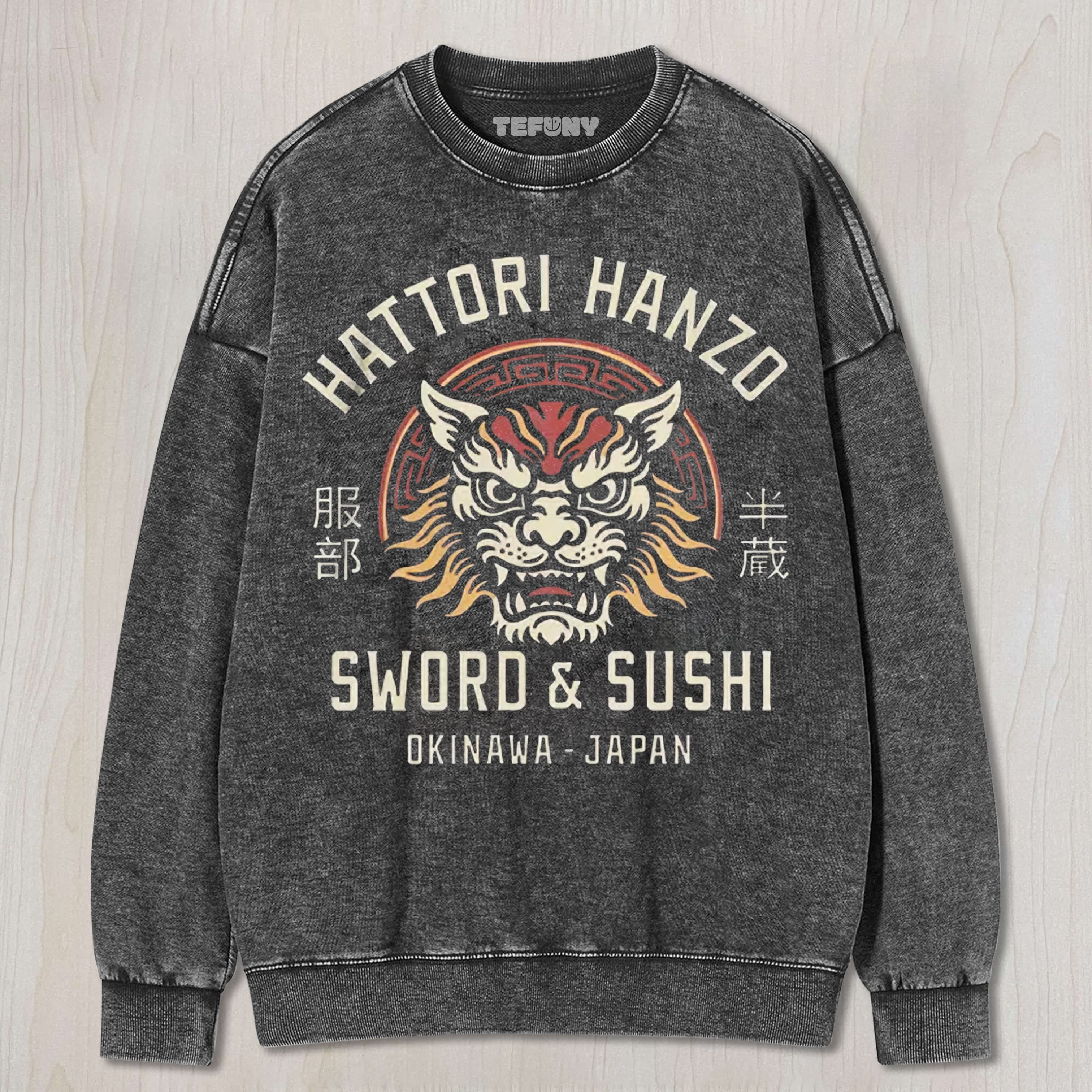 VINTAGE HATTORI LION WASHED UNISEX TEE, TANK TOP, LAYERED LS, SWEATSHIRT & HOODIE