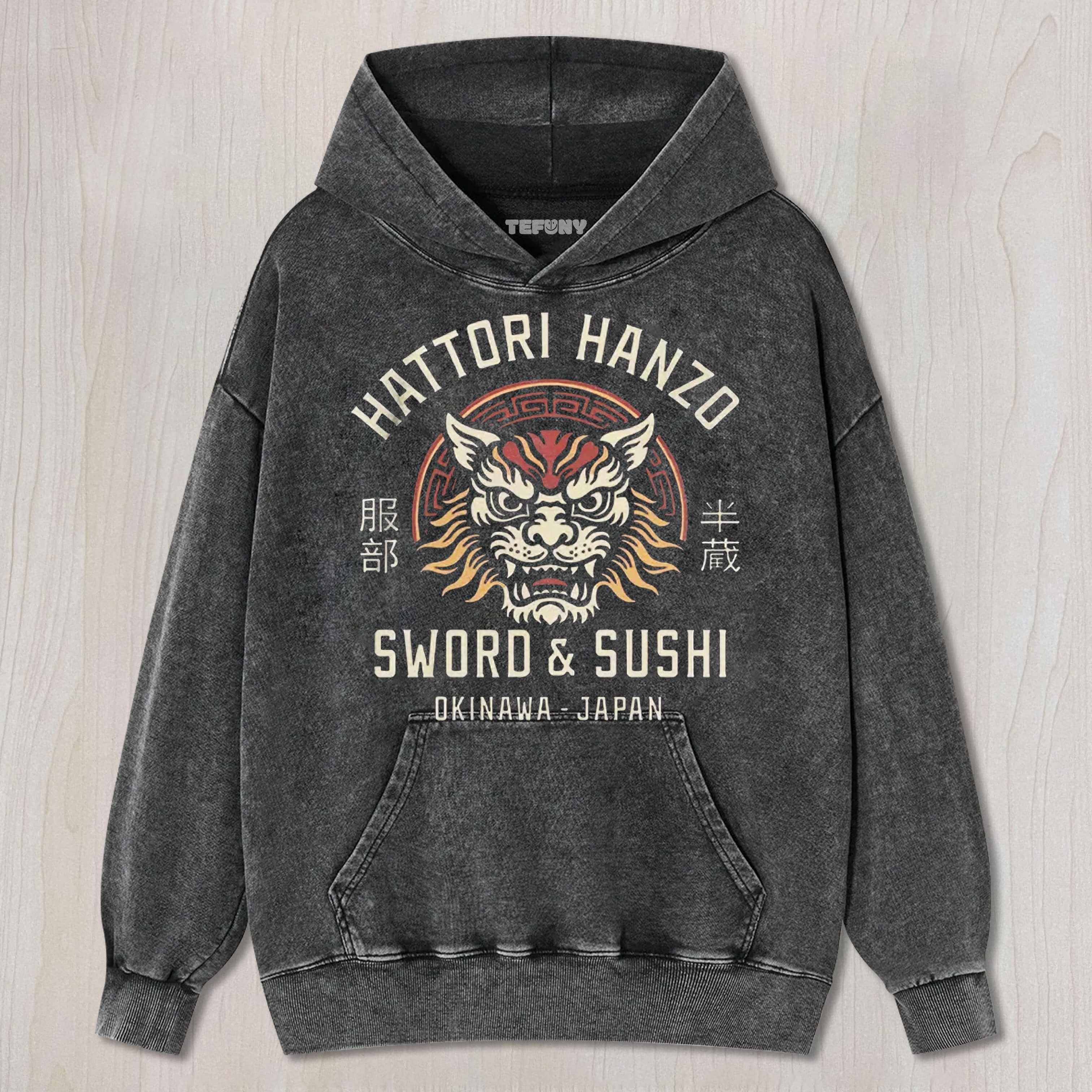 VINTAGE HATTORI LION WASHED UNISEX TEE, TANK TOP, LAYERED LS, SWEATSHIRT & HOODIE