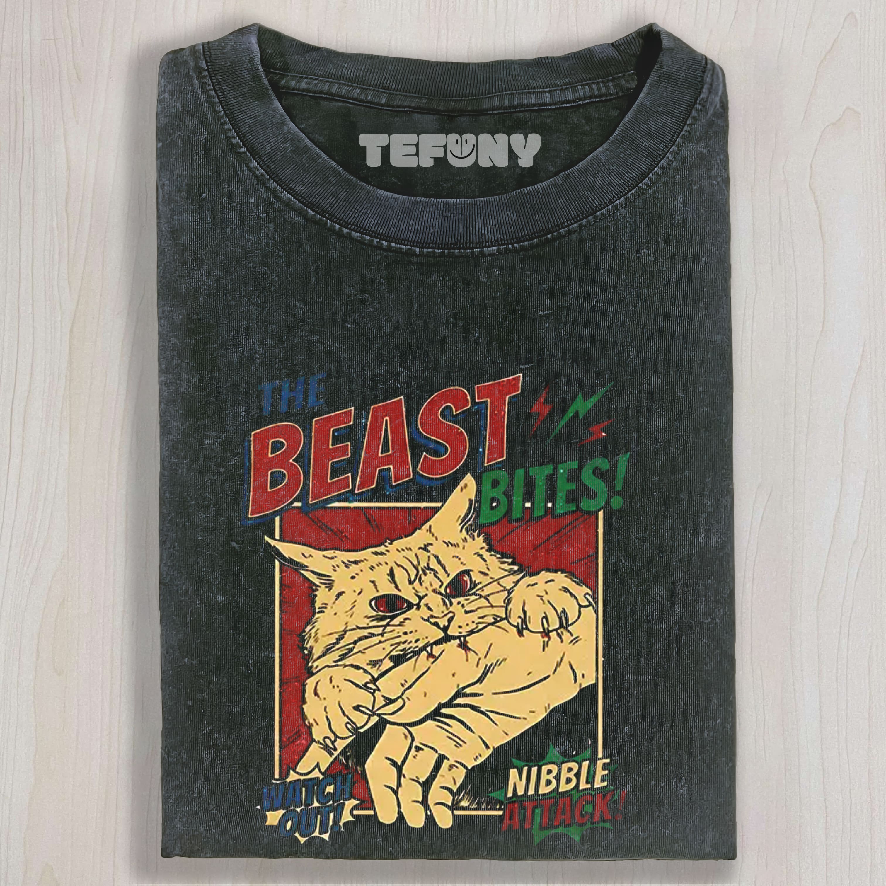 VINTAGE HORROR CAT BITE WASHED TEE & SWEAT & HOOD