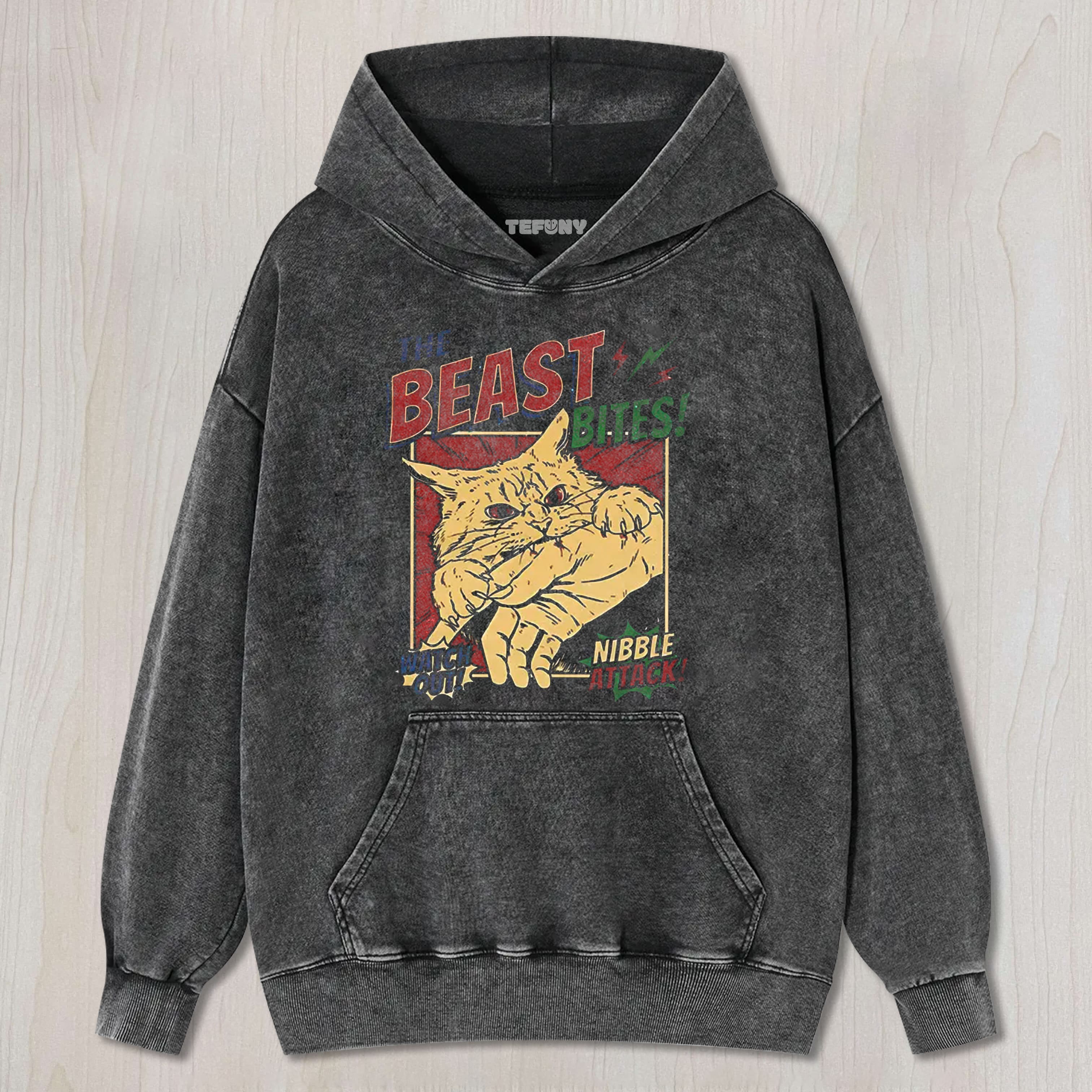 VINTAGE HORROR CAT BITE WASHED TEE & SWEAT & HOOD