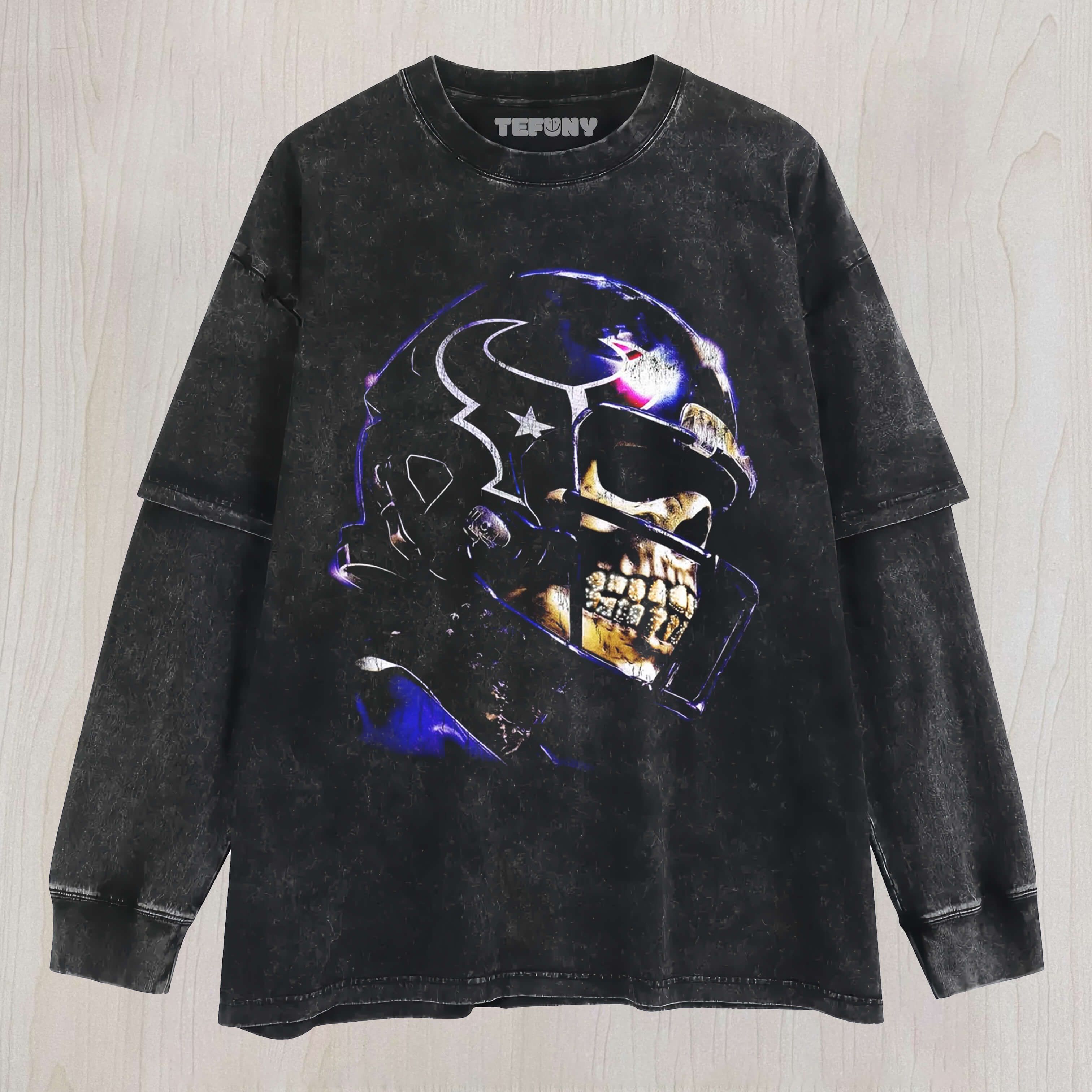 VINTAGE NFL SKULL LAYERED LONG SLEEVE