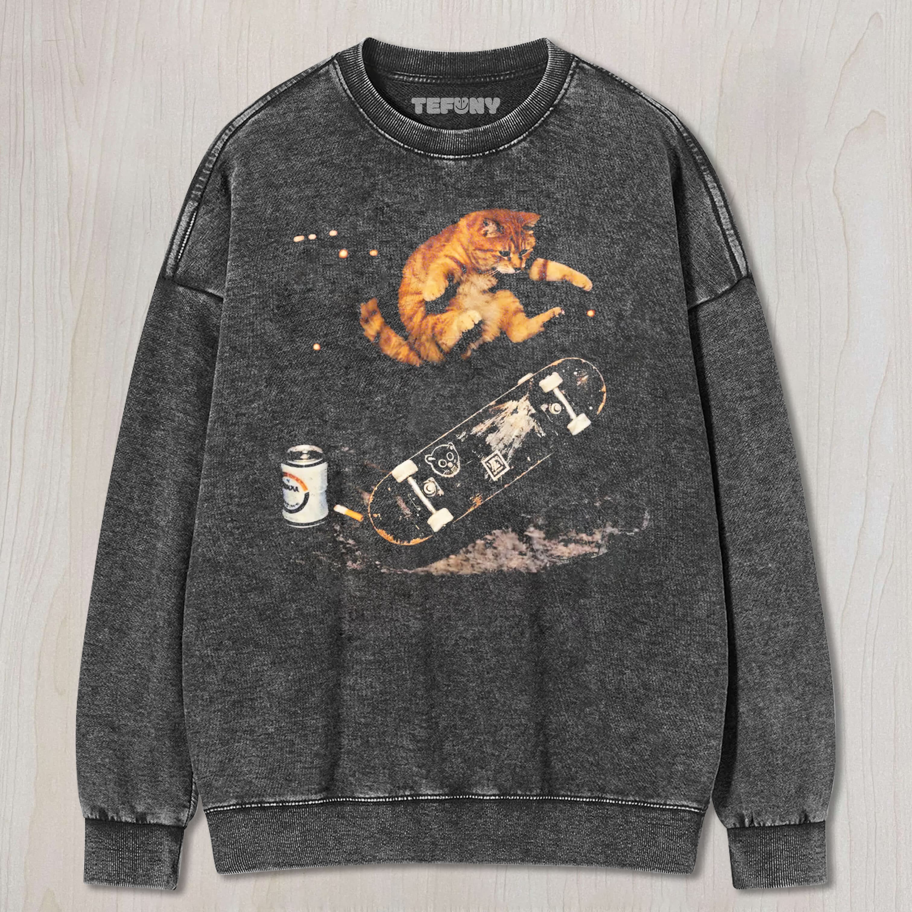 VINTAGE SKATEBOARDING CAT TEE & SWEAT & HOOD