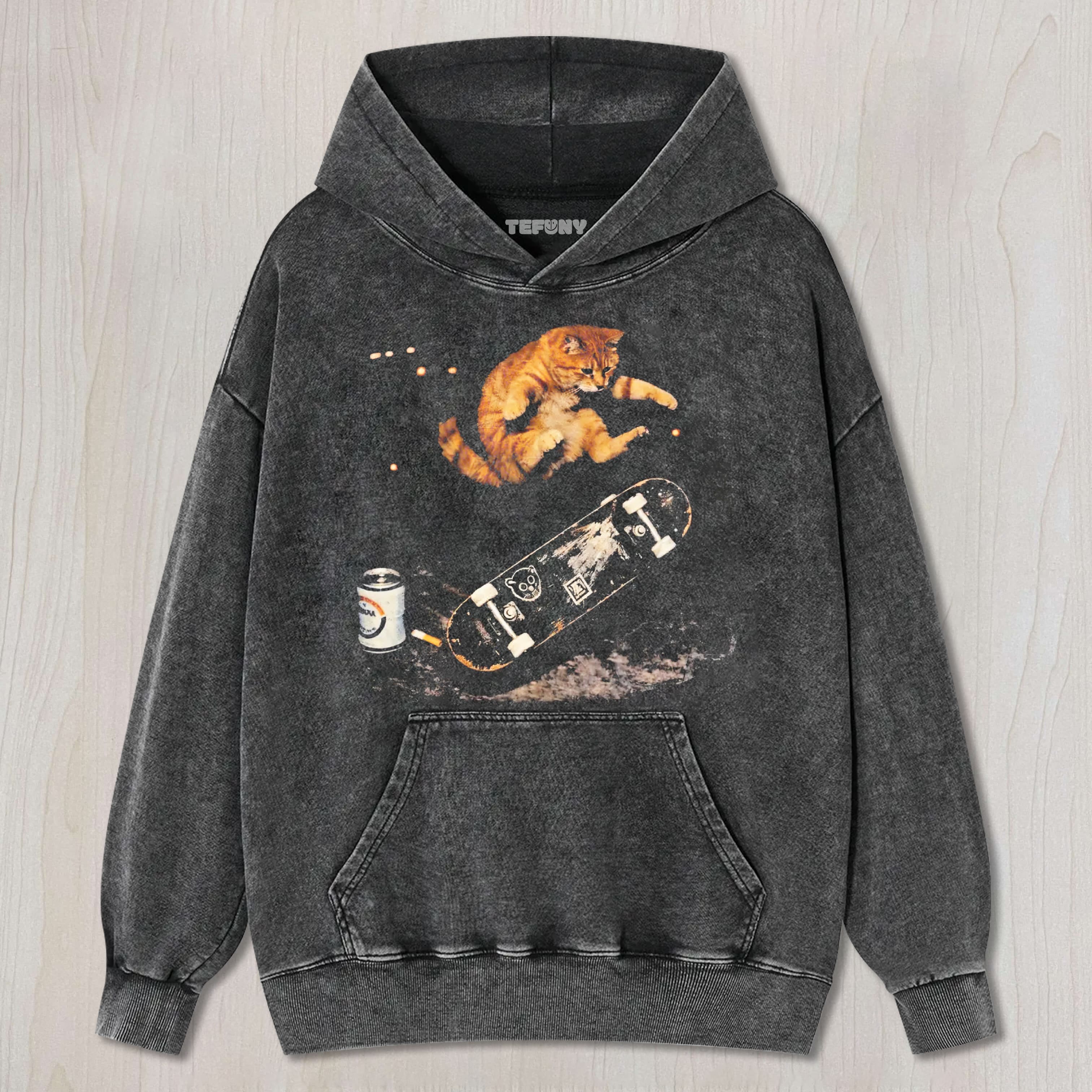 VINTAGE SKATEBOARDING CAT TEE & SWEAT & HOOD
