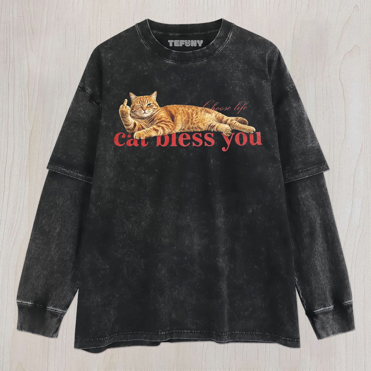 WACKY CAT FAITH FUNNY MEME UNISEX TEE, TANK TOP, LAYERED LS, SWEATSHIRT & HOODIE