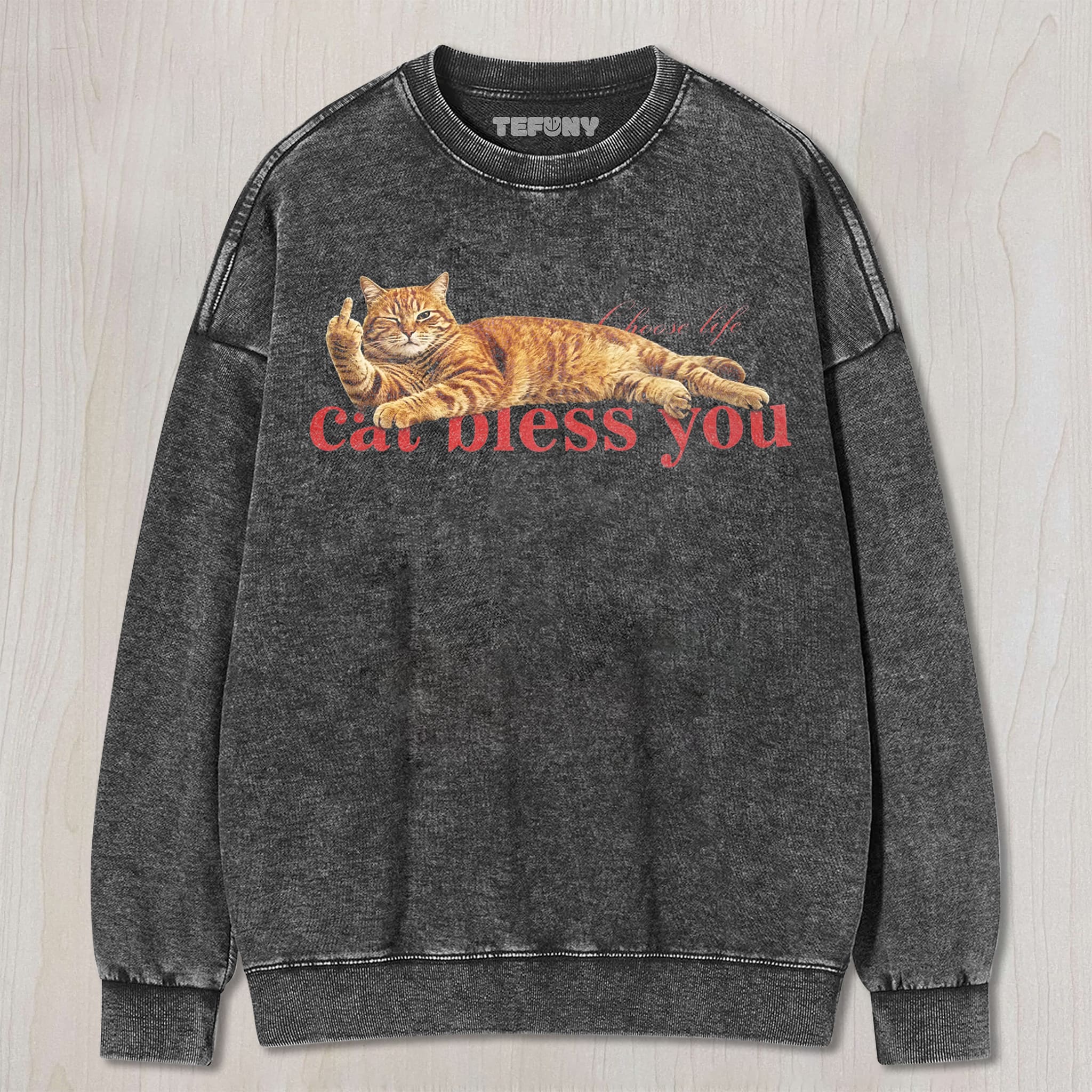 WACKY CAT FAITH FUNNY MEME UNISEX TEE, TANK TOP, LAYERED LS, SWEATSHIRT & HOODIE