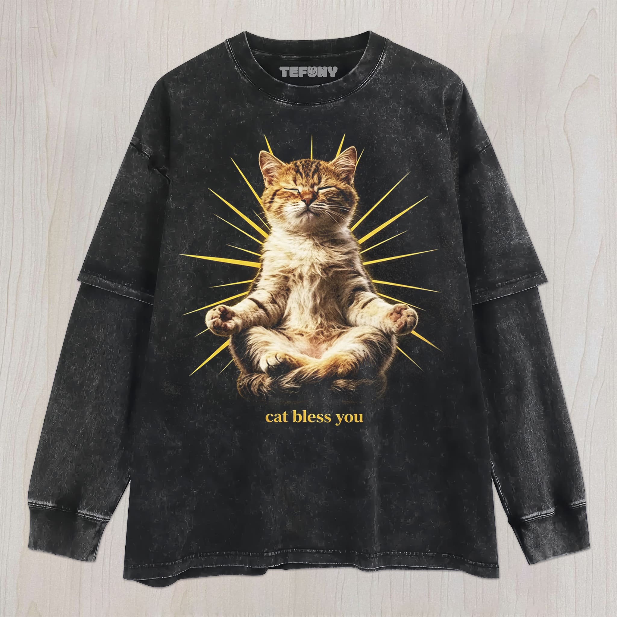 WACKY CAT FAITH FUNNY MEME V2 UNISEX TEE, TANK TOP, LAYERED LS, SWEATSHIRT & HOODIE