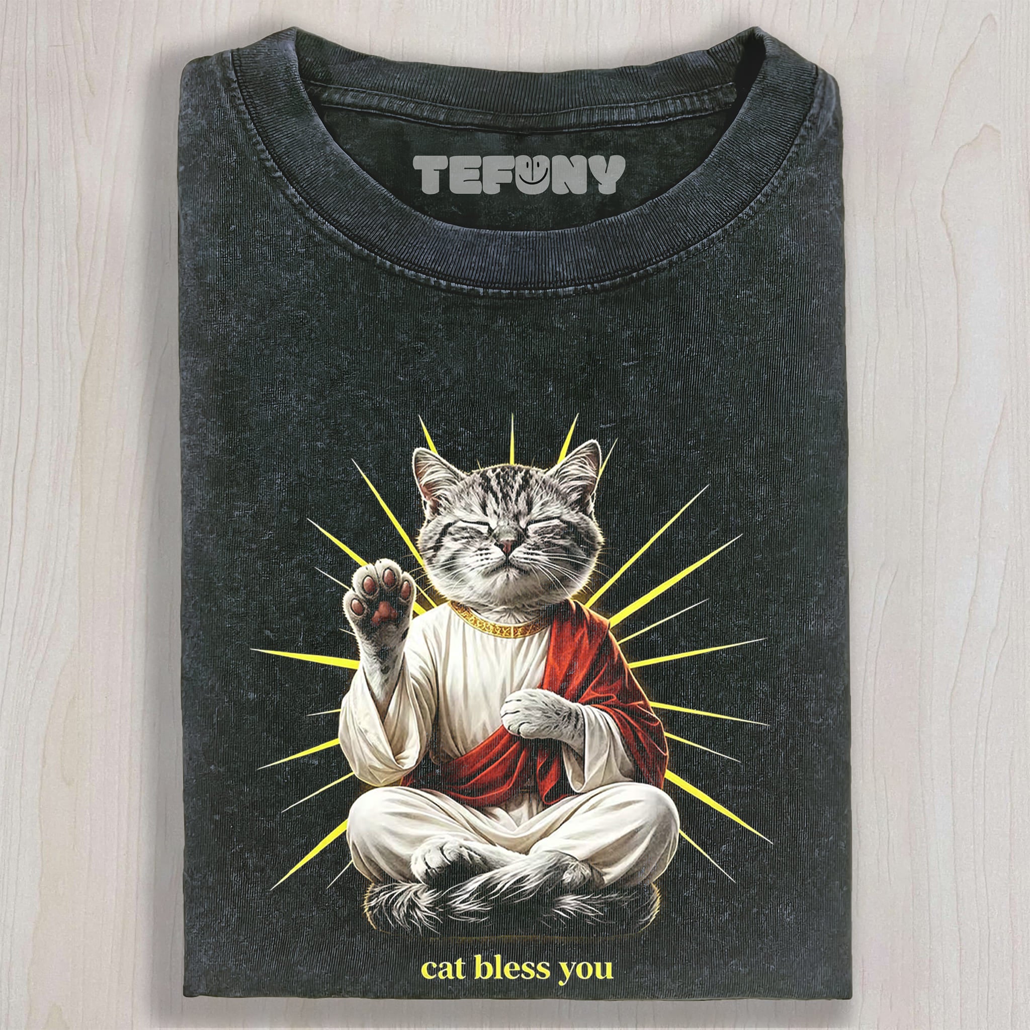 WACKY CAT FAITH FUNNY MEME V4 UNISEX TEE, TANK TOP, LAYERED LS, SWEATSHIRT & HOODIE