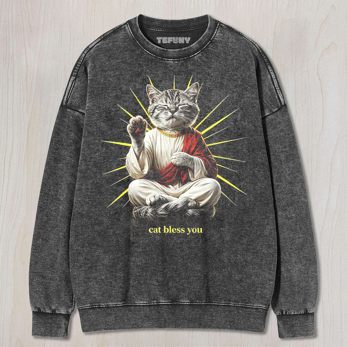 WACKY CAT FAITH FUNNY MEME V4 UNISEX TEE, TANK TOP, LAYERED LS, SWEATSHIRT & HOODIE
