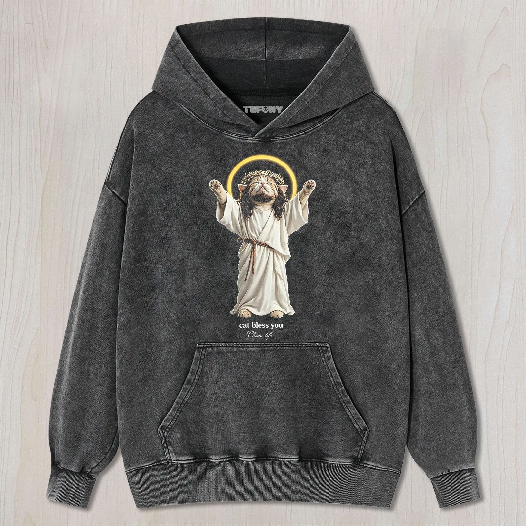 WACKY CAT FAITH FUNNY MEME V5 UNISEX TEE, TANK TOP, LAYERED LS, SWEATSHIRT & HOODIE