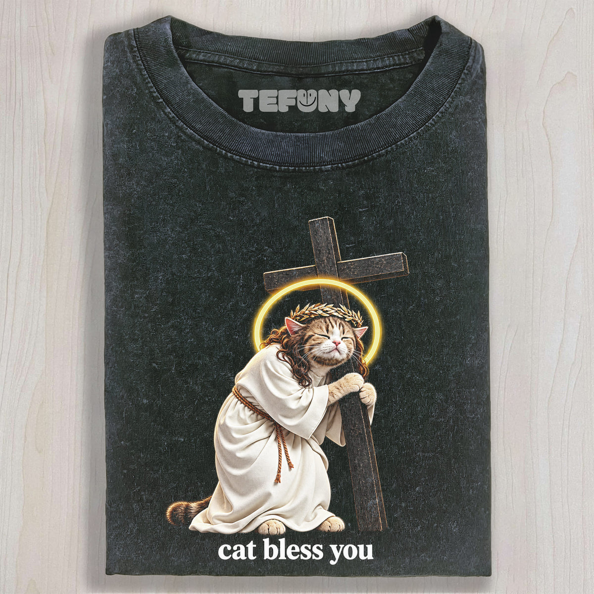WACKY CAT FAITH FUNNY MEME V6 UNISEX TEE, TANK TOP, LAYERED LS, SWEATSHIRT & HOODIE