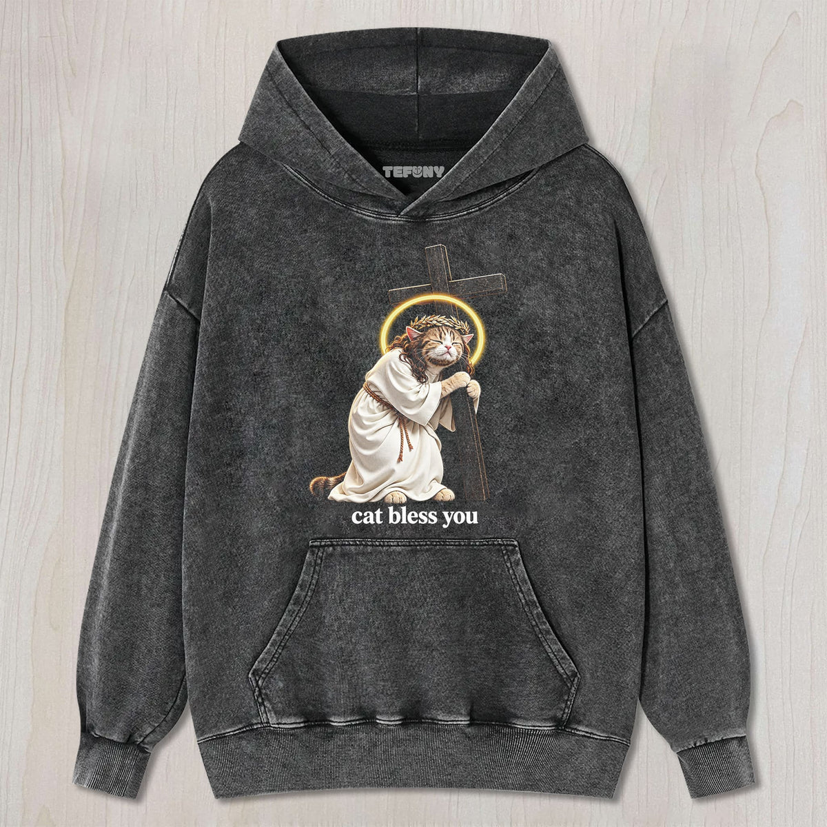 WACKY CAT FAITH FUNNY MEME V6 UNISEX TEE, TANK TOP, LAYERED LS, SWEATSHIRT & HOODIE