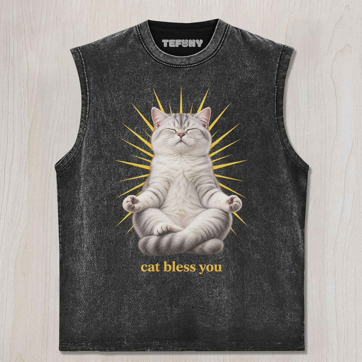 WACKY CAT FAITH FUNNY MEME V7 UNISEX TEE, TANK TOP, LAYERED LS, SWEATSHIRT & HOODIE