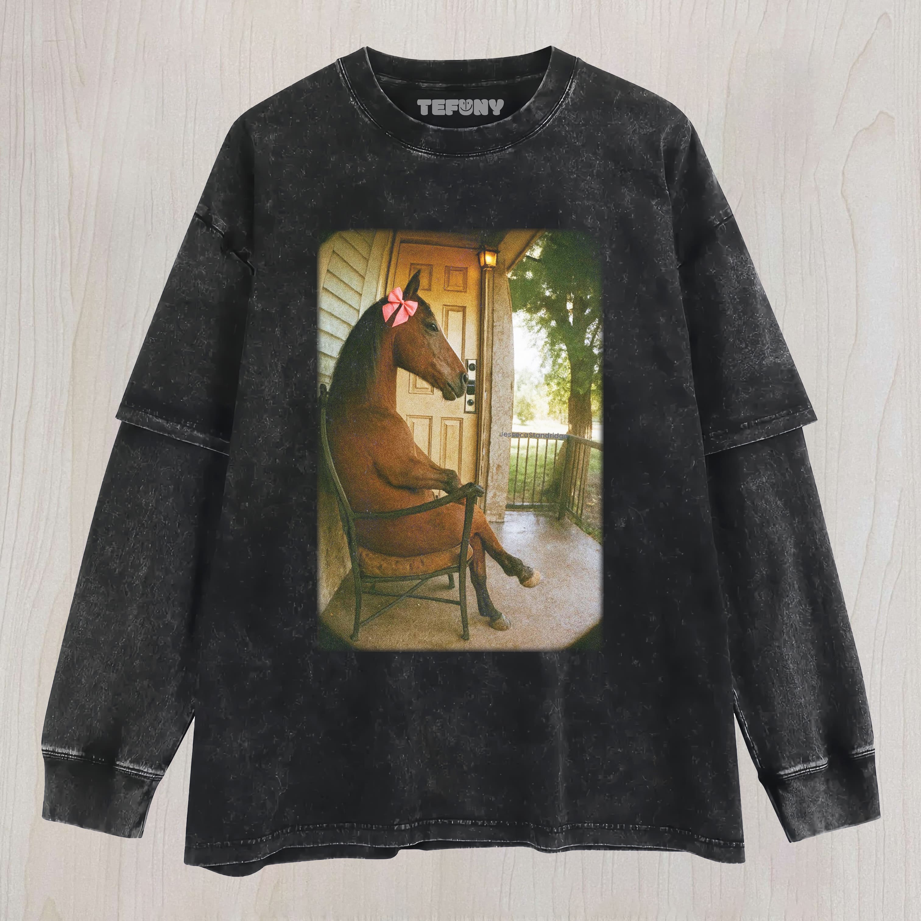 WACKY HORSE VINTAGE WASHED A6 LAYERED LONG SLEEVE