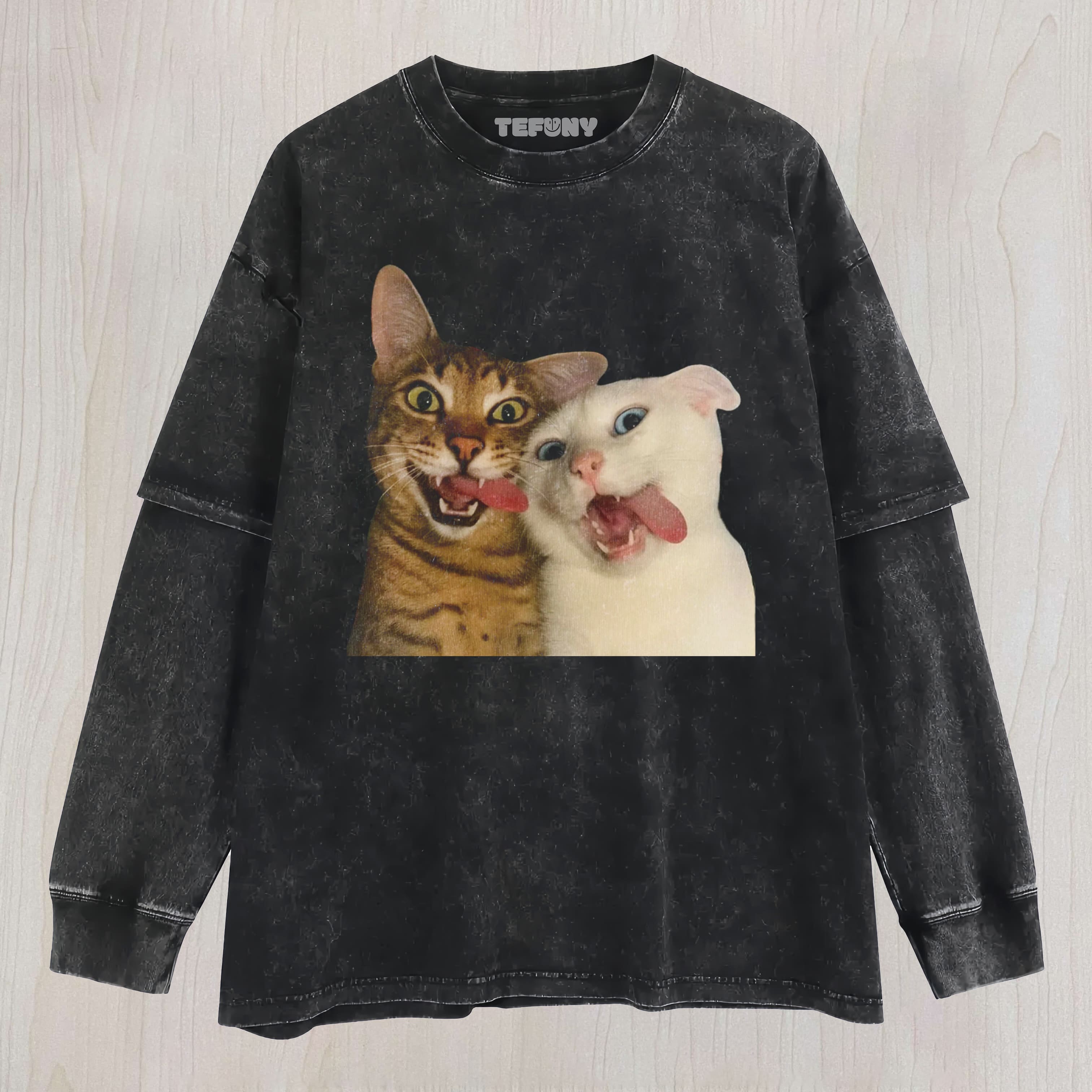 WACKY CAT LAYERED LONG SLEEVE