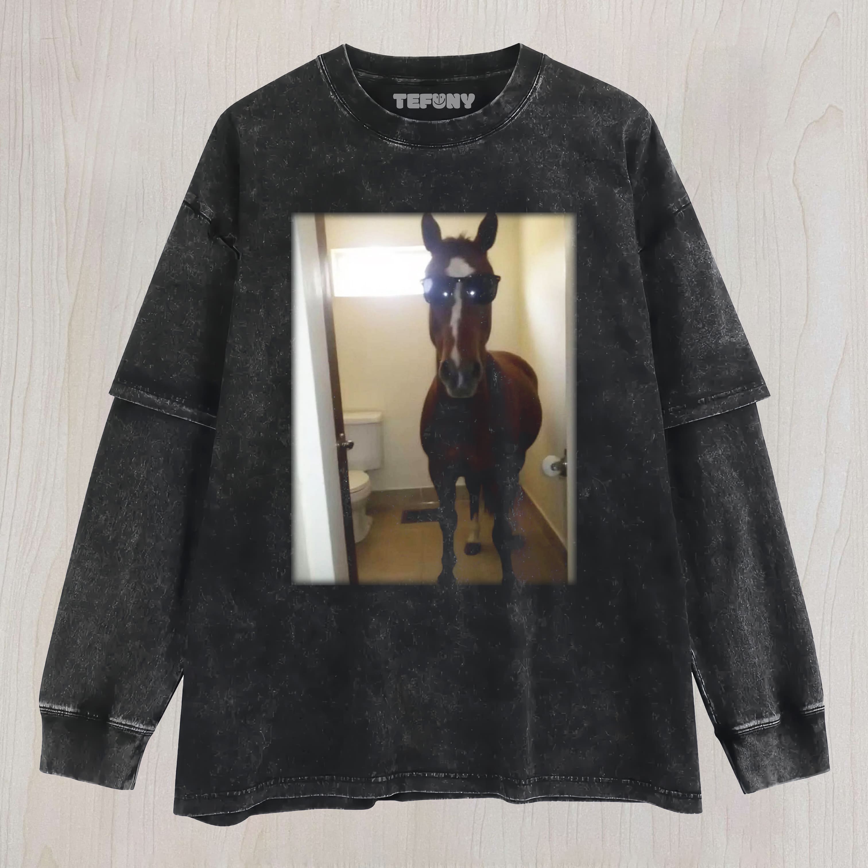 WACKY HORSE VINTAGE WASHED A4 LAYERED LONG SLEEVE